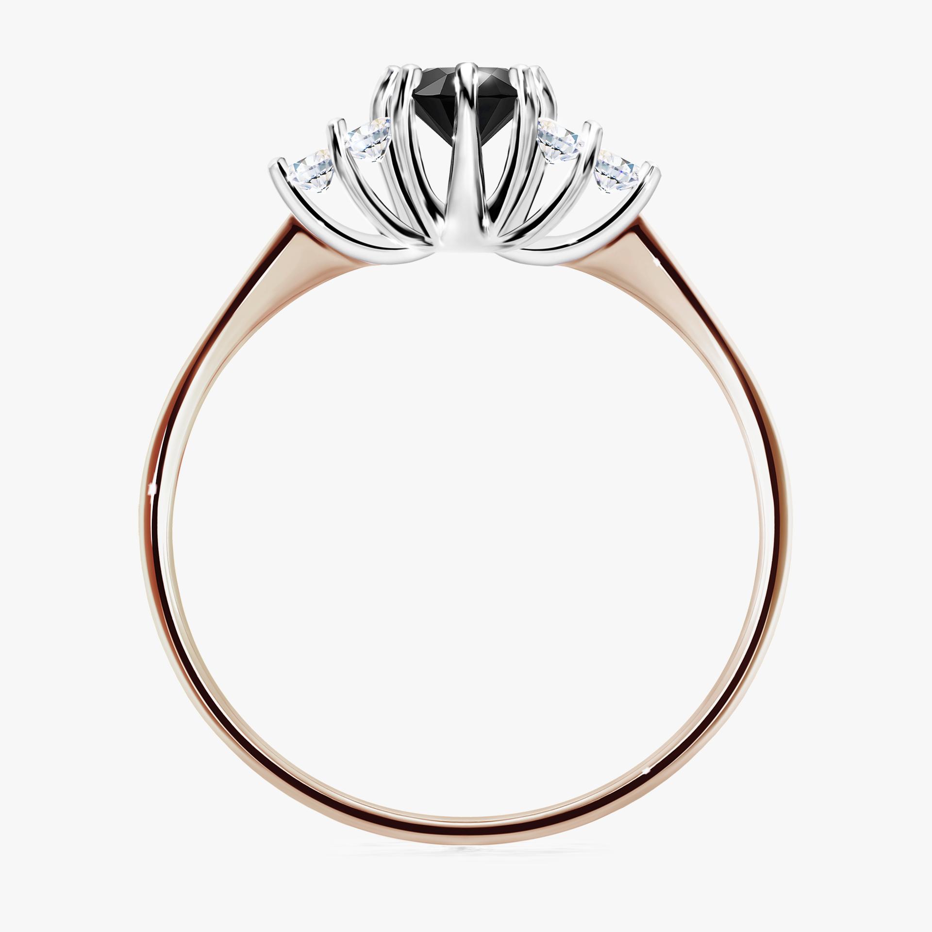 Pierscionek zareczynowy z diamentem czarny 043 CT z rozowego zlota my lilly 02