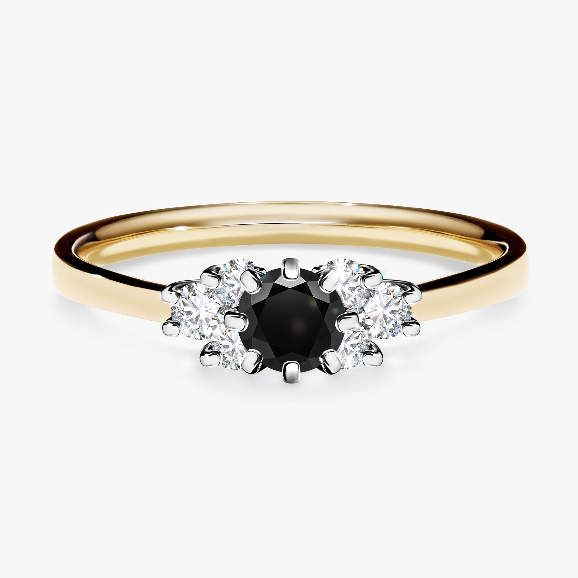 Pierscionek zareczynowy z diamentem czarny 043 CT z zoltego zlota my lilly 01