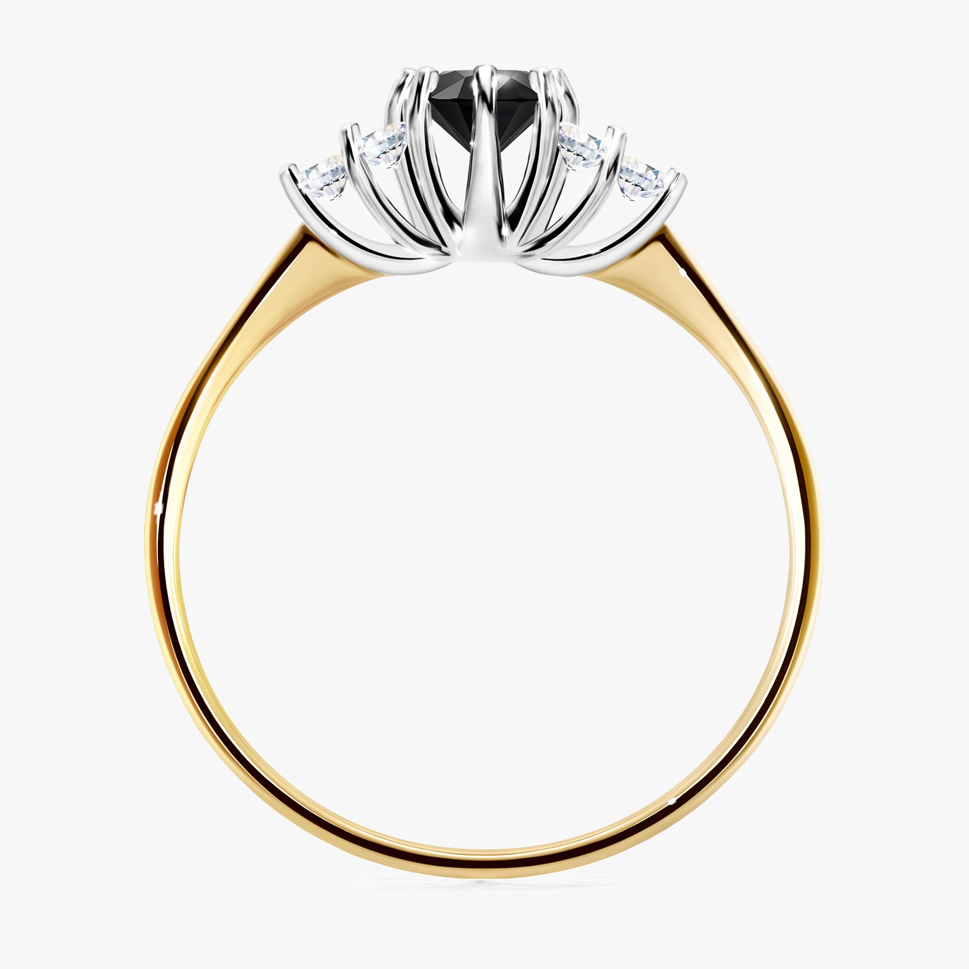 Pierscionek zareczynowy z diamentem czarny 043 CT z zoltego zlota my lilly 02