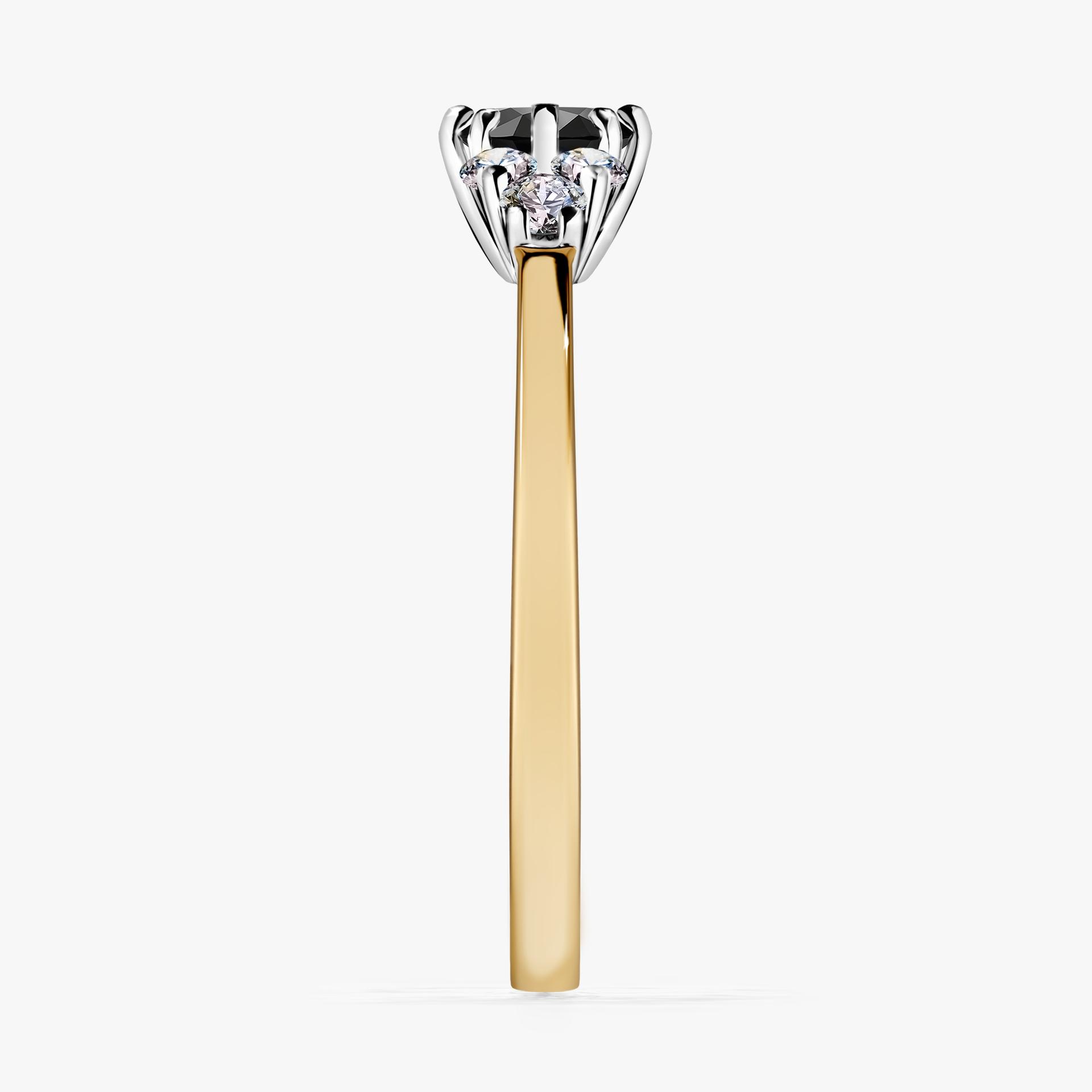 Pierscionek zareczynowy z diamentem czarny 043 CT z zoltego zlota my lilly 03