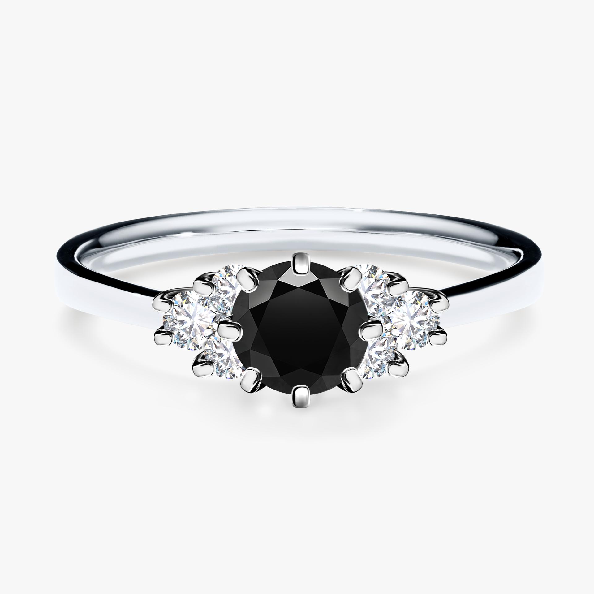 Pierscionek zareczynowy z diamentem czarny 068 CT z bialego zlota my lilly 01