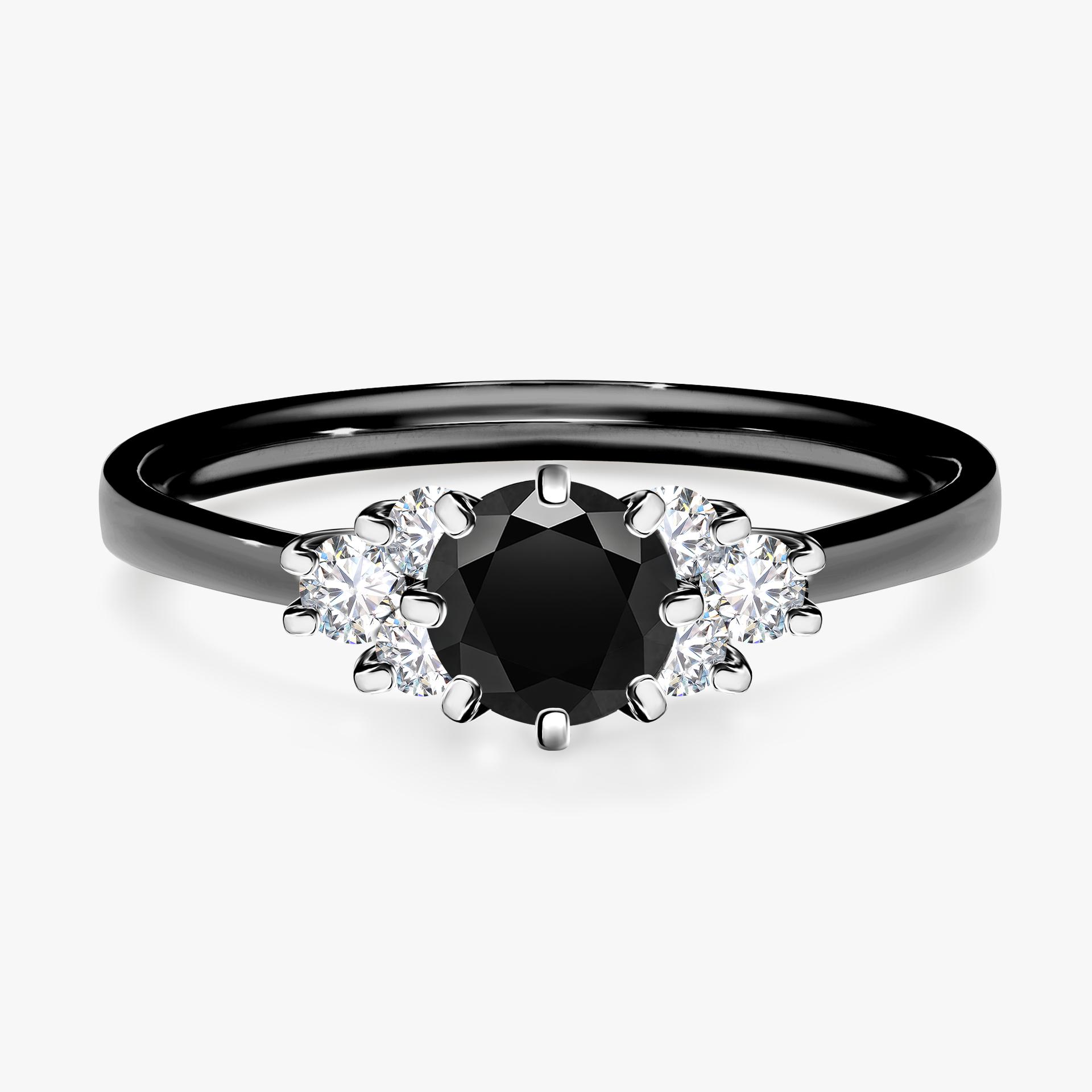 Pierscionek zareczynowy z diamentem czarny 068 CT z czarnego zlota my lilly 01
