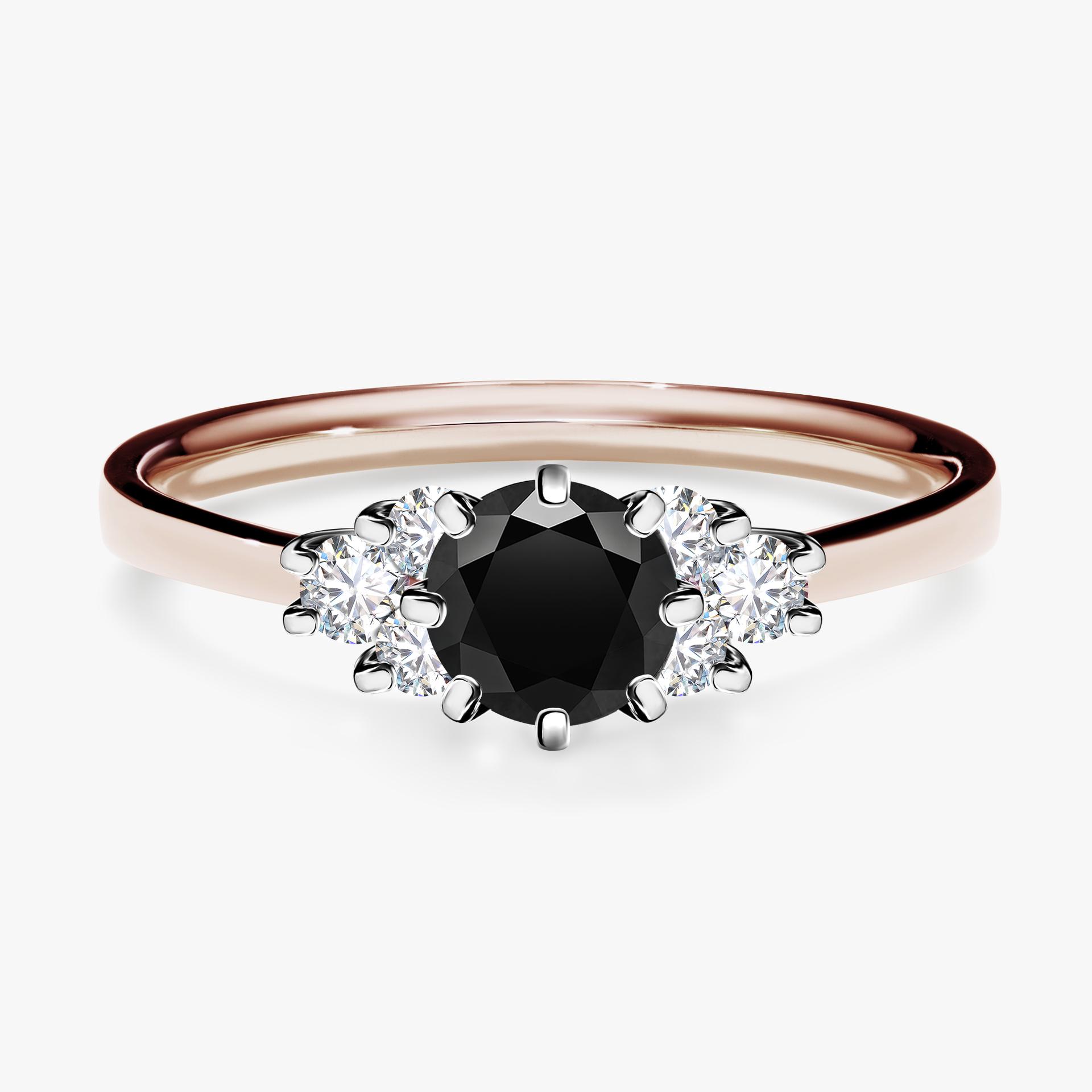 Pierscionek zareczynowy z diamentem czarny 068 CT z rozowego zlota my lilly 01