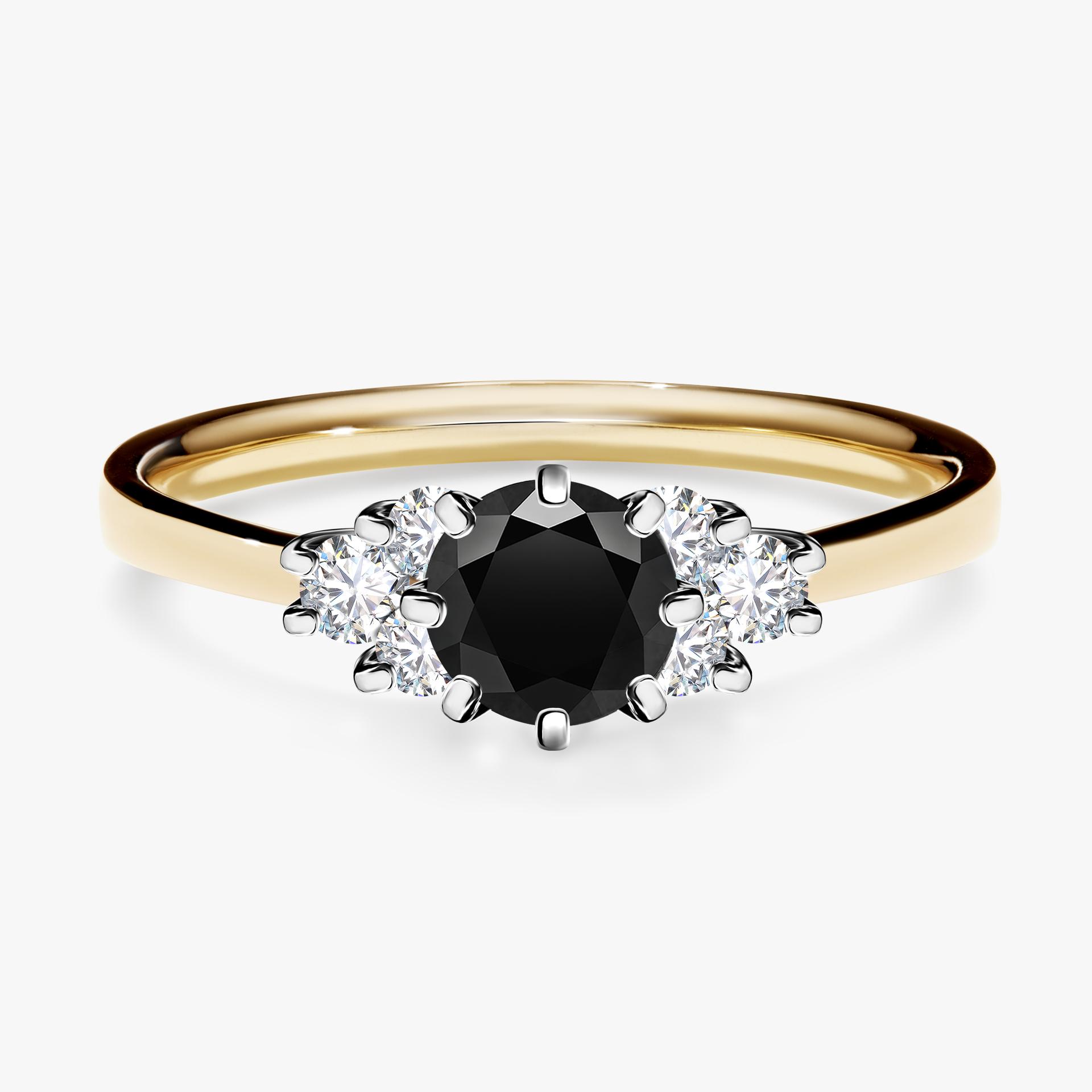 Pierscionek zareczynowy z diamentem czarny 068 CT z zoltego zlota my lilly 01