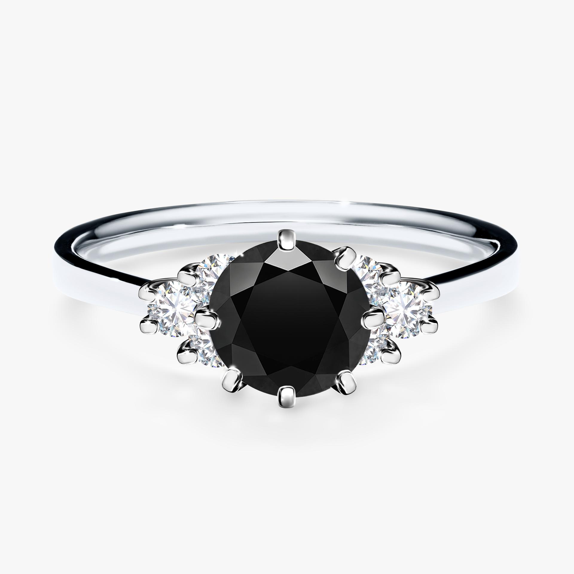Pierscionek zareczynowy z diamentem czarny 098 CT z bialego zlota my lilly 01