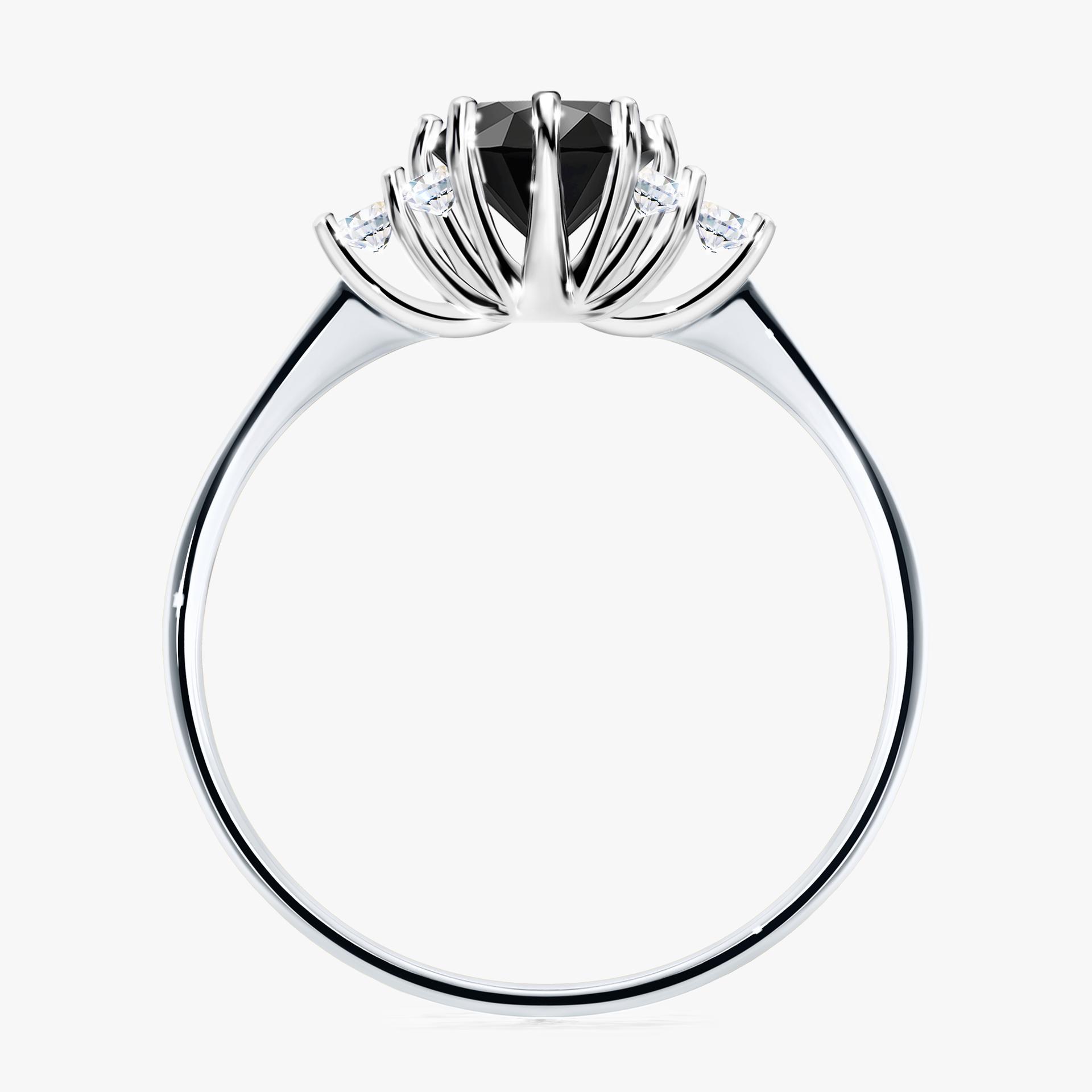 Pierscionek zareczynowy z diamentem czarny 098 CT z bialego zlota my lilly 02
