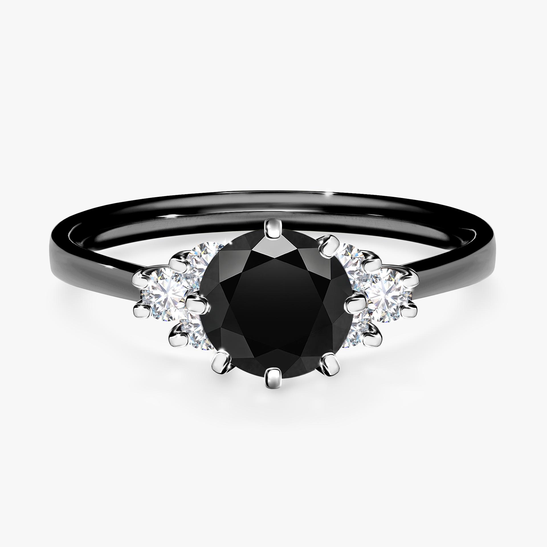 Pierscionek zareczynowy z diamentem czarny 098 CT z czarnego zlota my lilly 01