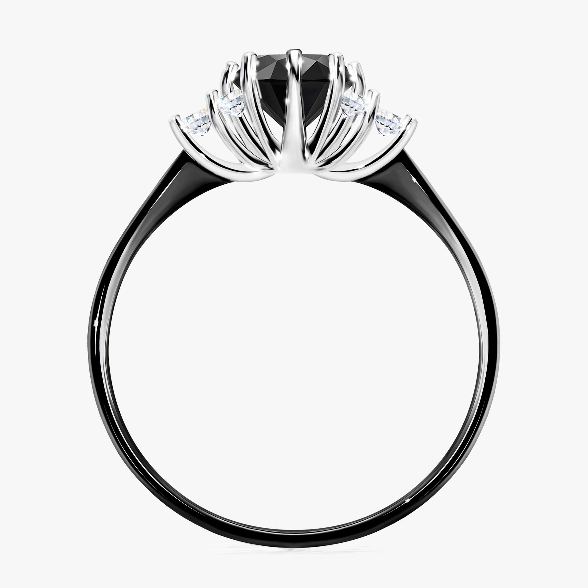 Pierscionek zareczynowy z diamentem czarny 098 CT z czarnego zlota my lilly 02