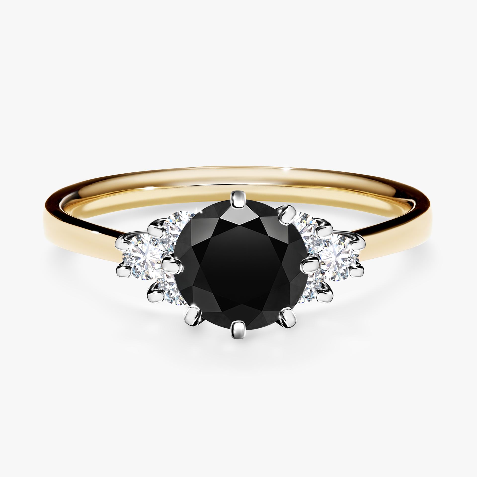 Pierscionek zareczynowy z diamentem czarny 098 CT z zoltego zlota my lilly 01