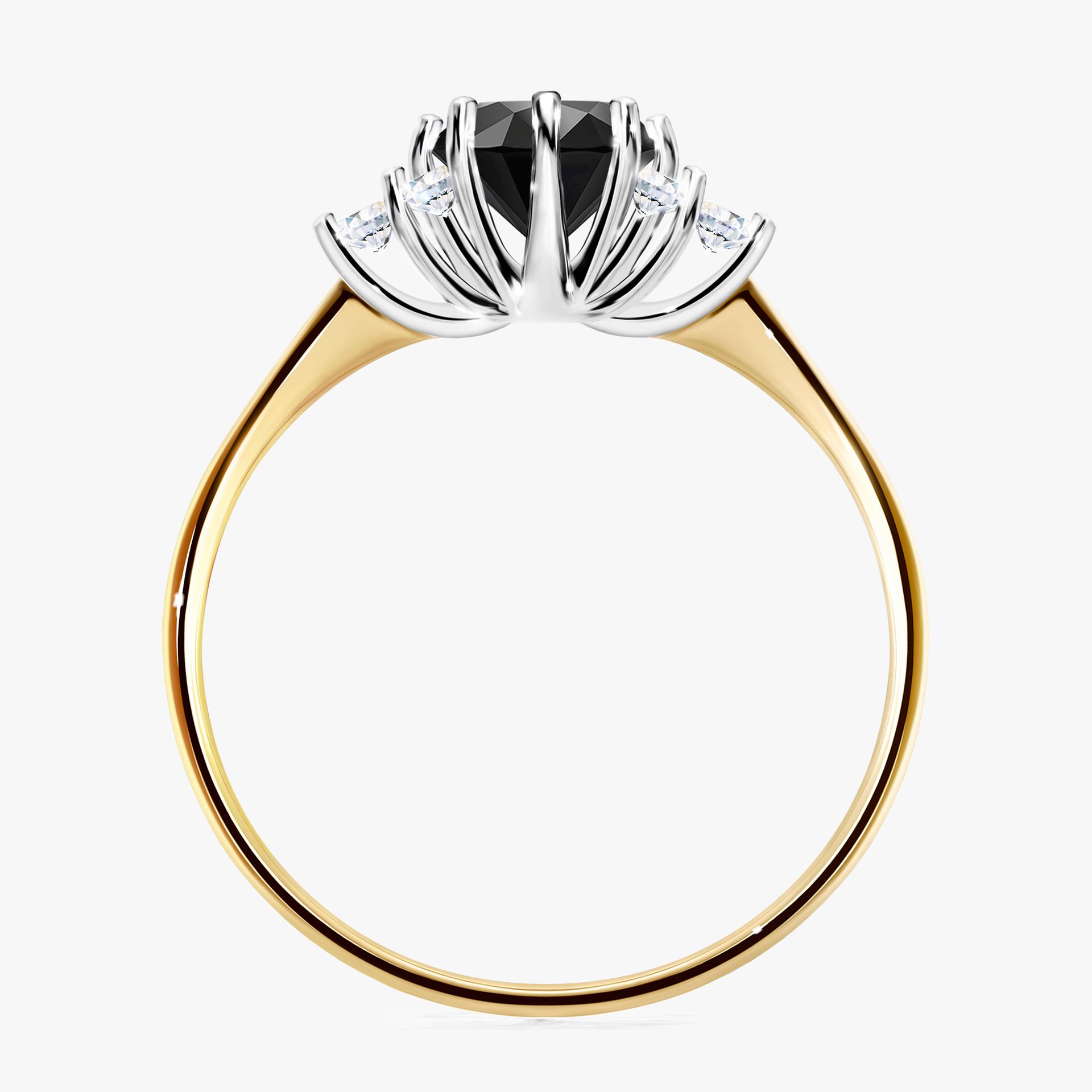 Pierscionek zareczynowy z diamentem czarny 098 CT z zoltego zlota my lilly 02