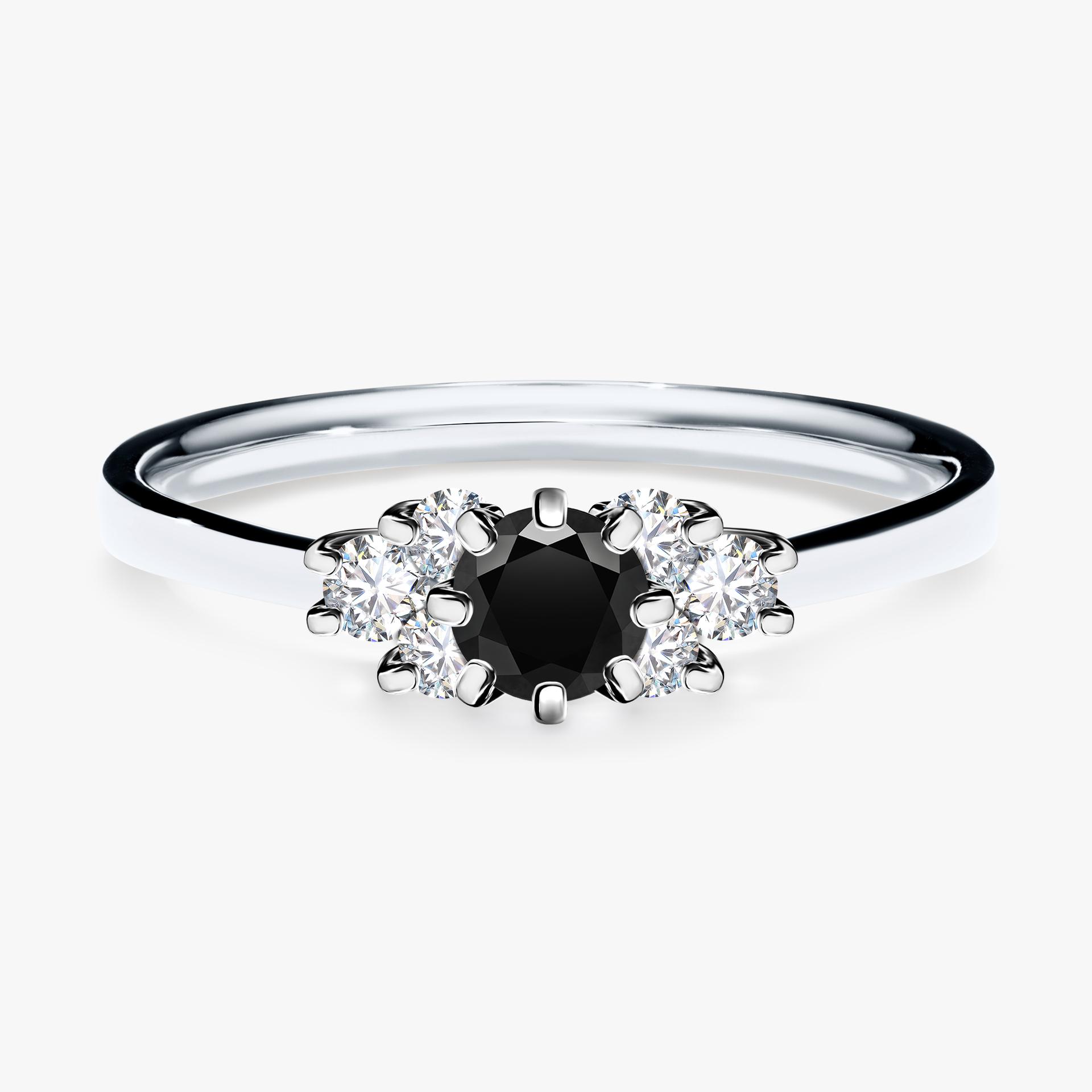 Pierscionek zareczynowy z diamentem czarnym 043 CT z bialego zlota my lilly 01
