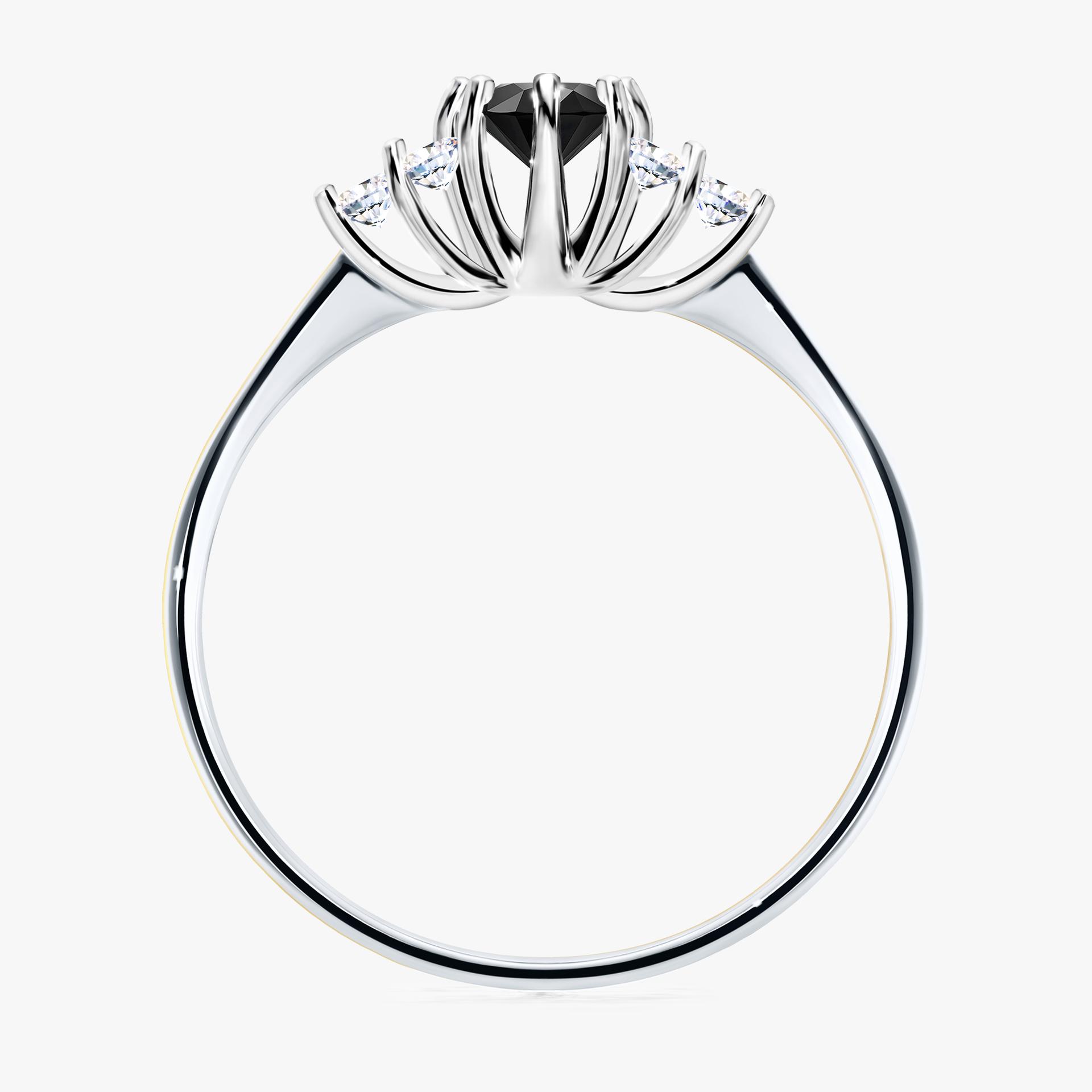 Pierscionek zareczynowy z diamentem czarnym 043 CT z bialego zlota my lilly 02