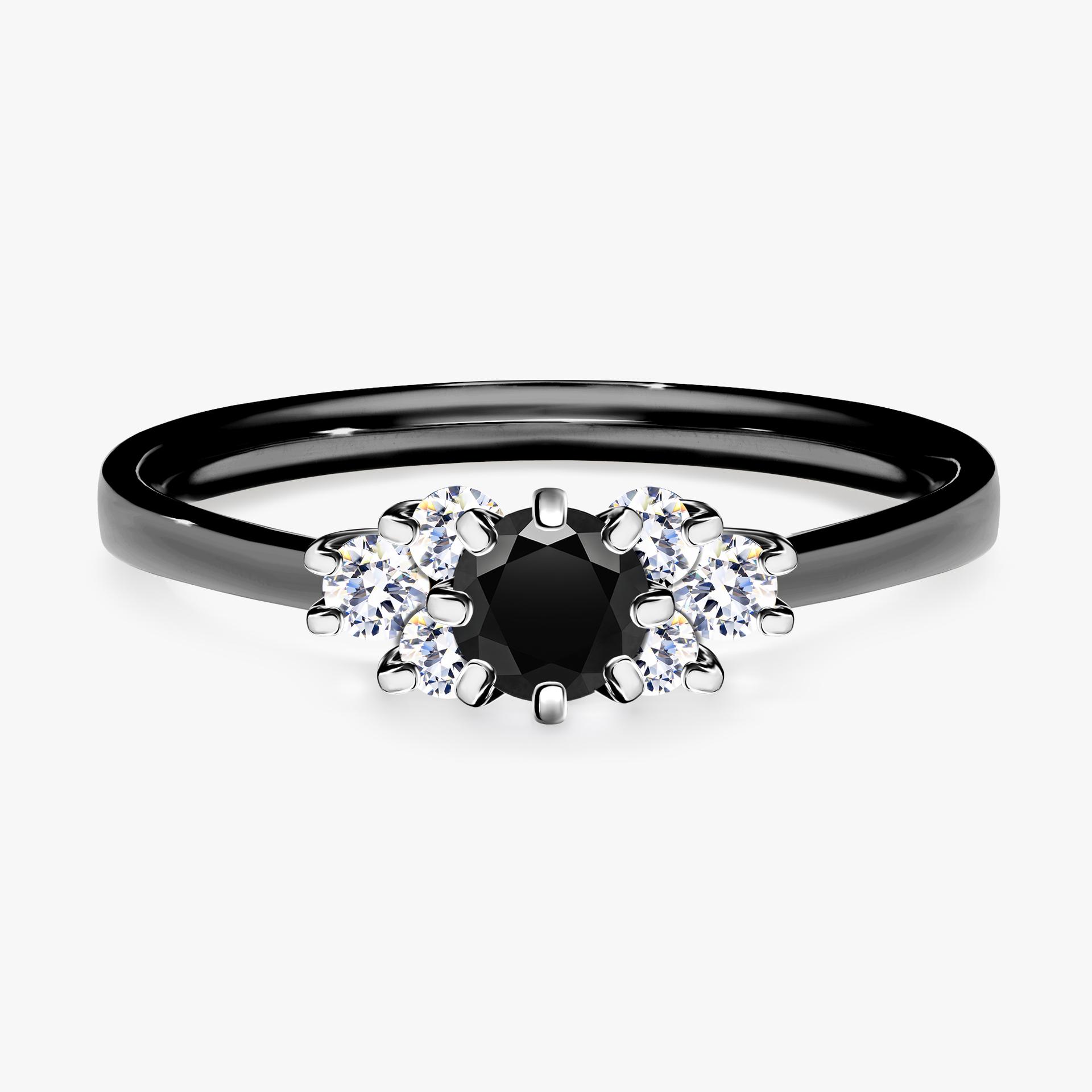 Pierscionek zareczynowy z diamentem czarnym 043 CT z czarnego zlota my lilly 01