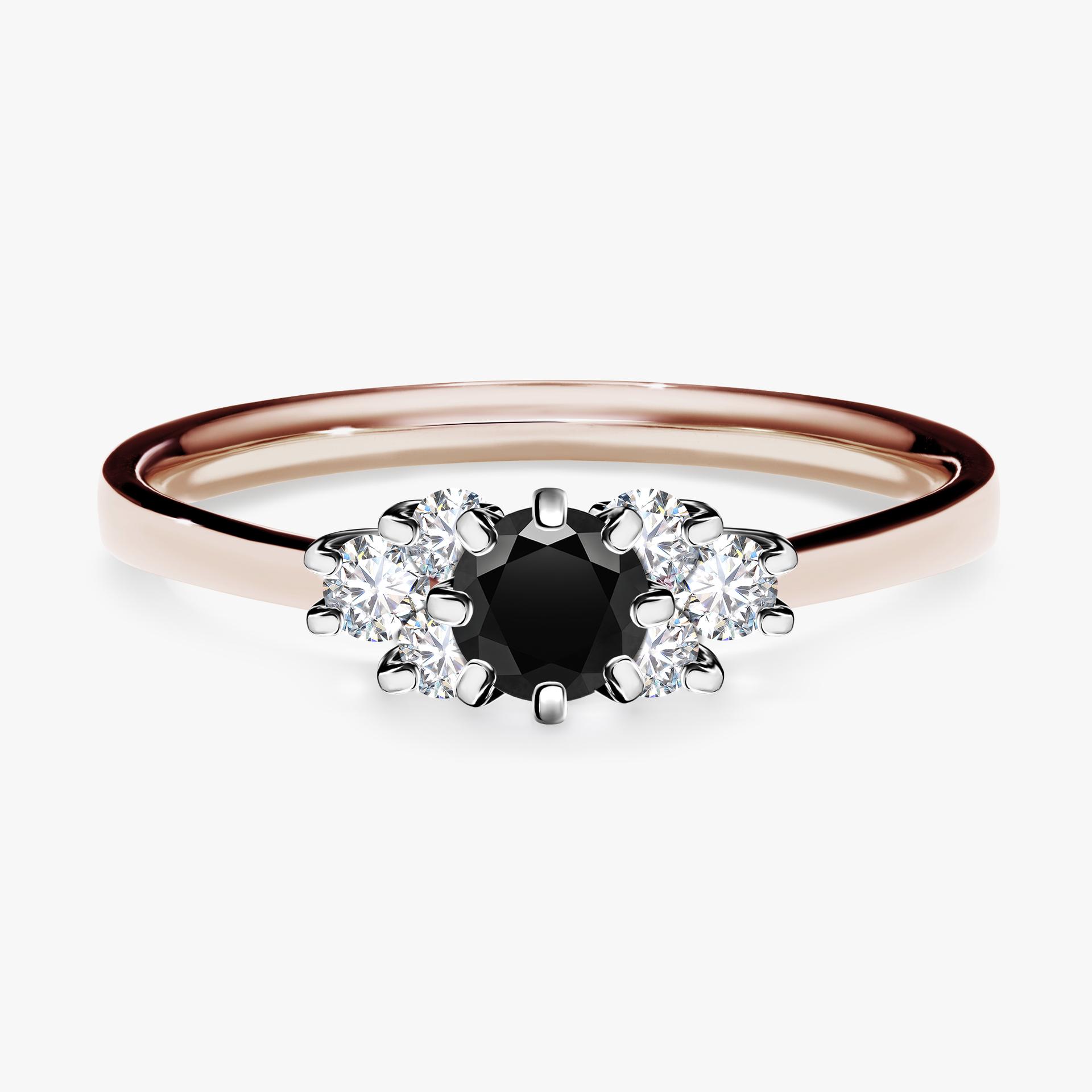 Pierscionek zareczynowy z diamentem czarnym 043 CT z rozowego zlota my lilly 01