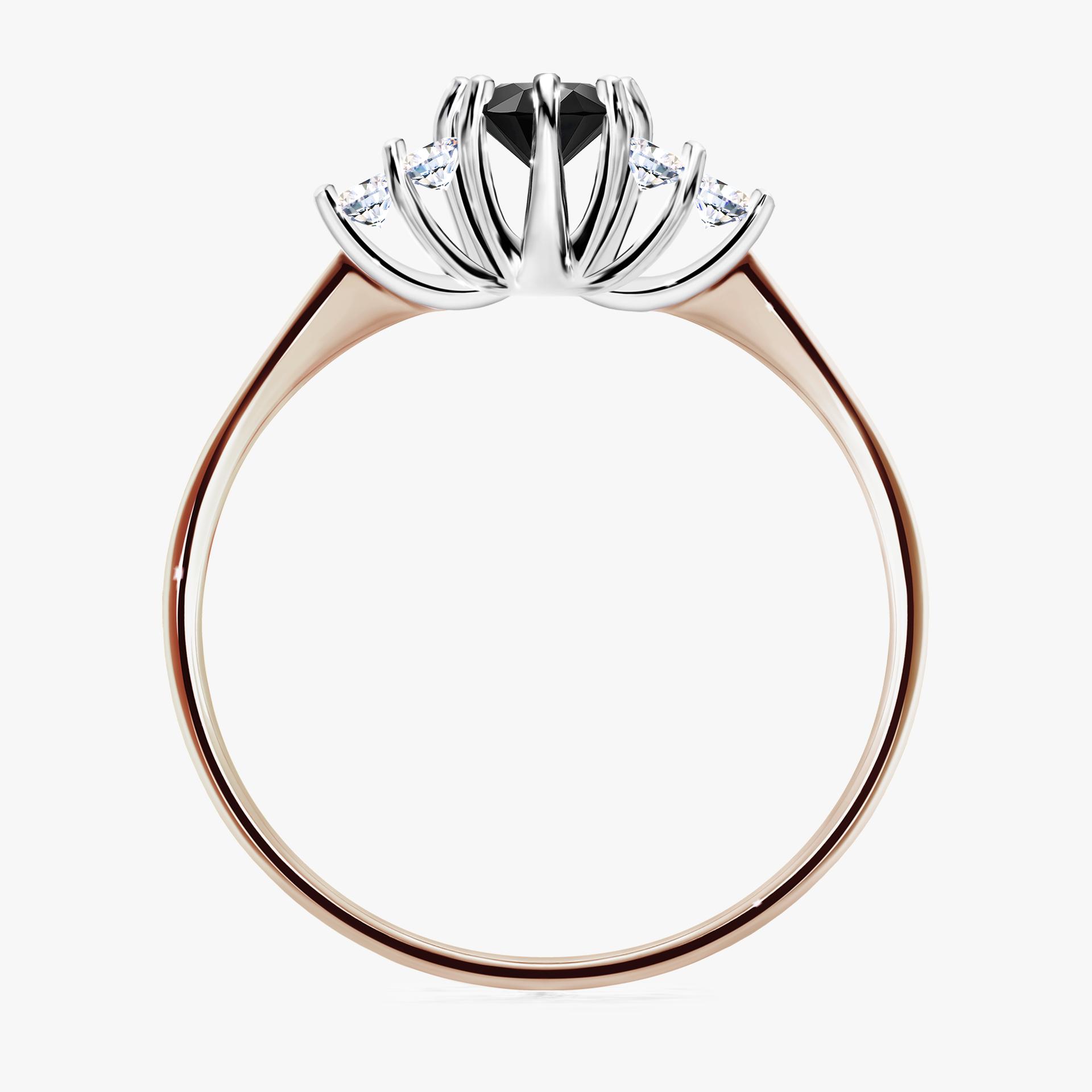 Pierscionek zareczynowy z diamentem czarnym 043 CT z rozowego zlota my lilly 02