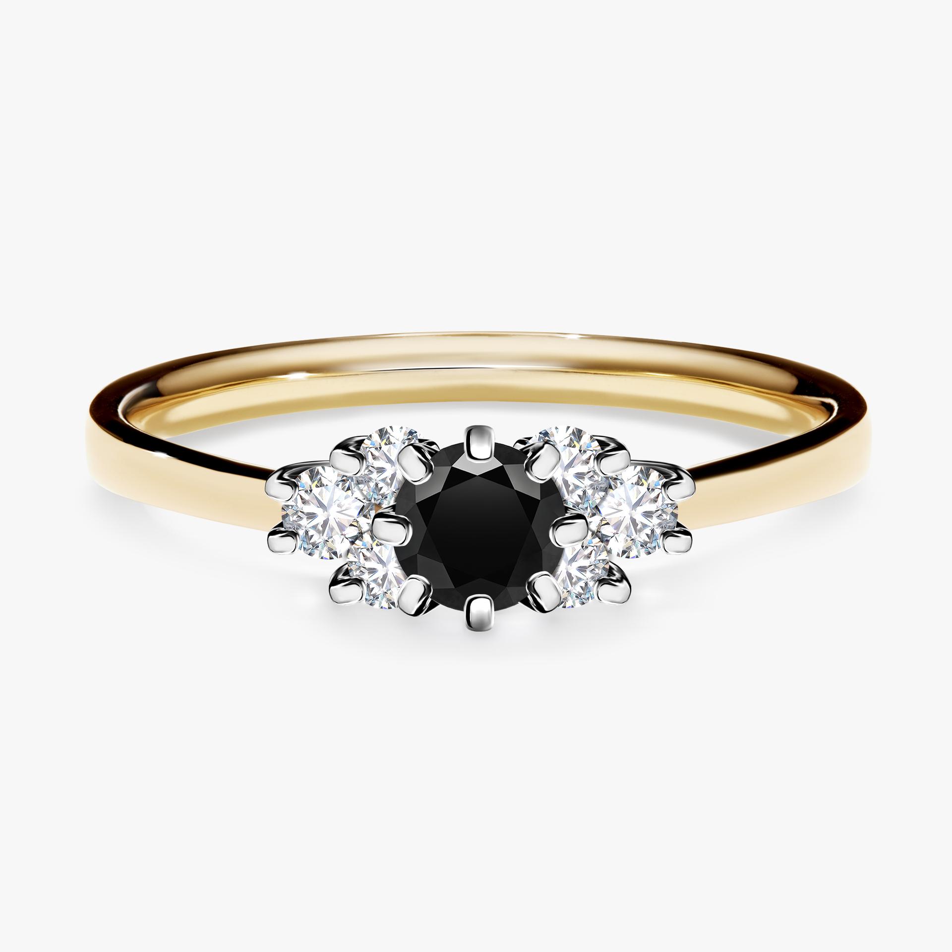 Pierscionek zareczynowy z diamentem czarnym 043 CT z zoltego zlota my lilly 01