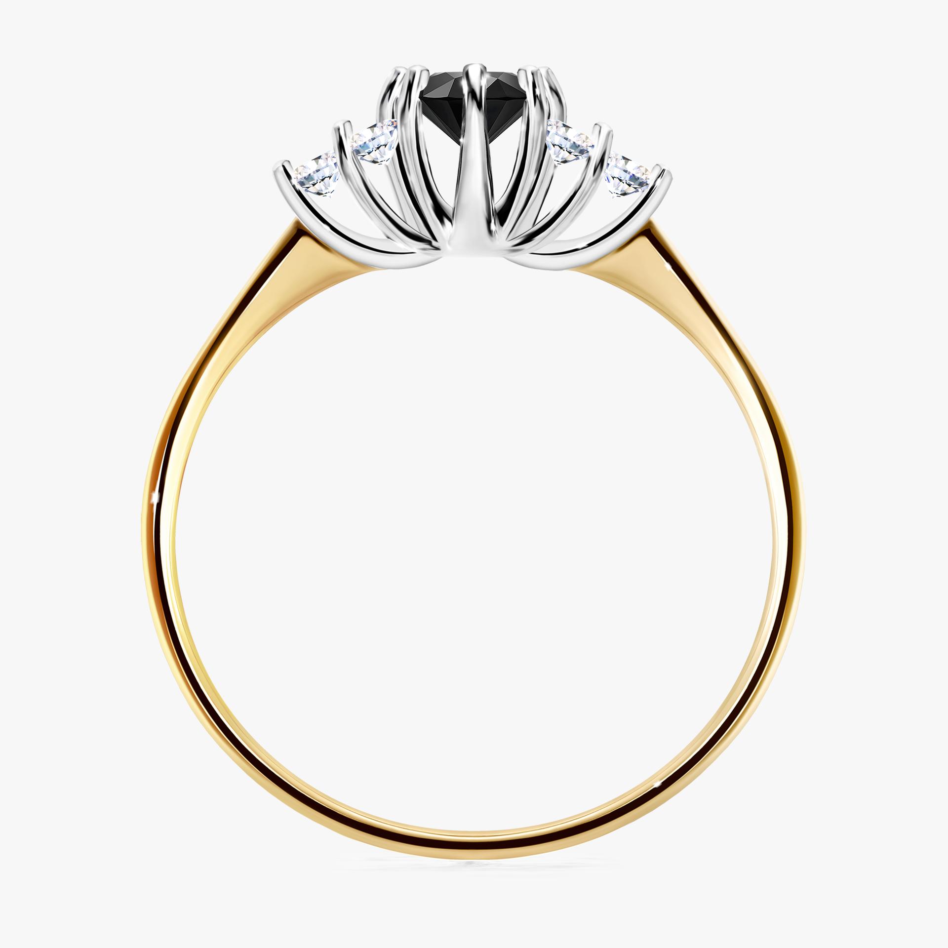 Pierscionek zareczynowy z diamentem czarnym 043 CT z zoltego zlota my lilly 02