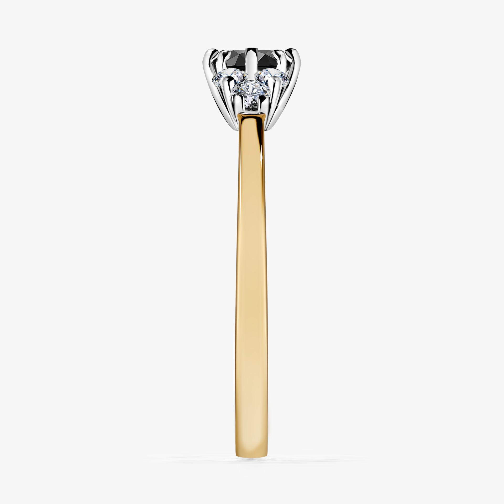 Pierscionek zareczynowy z diamentem czarnym 043 CT z zoltego zlota my lilly 03