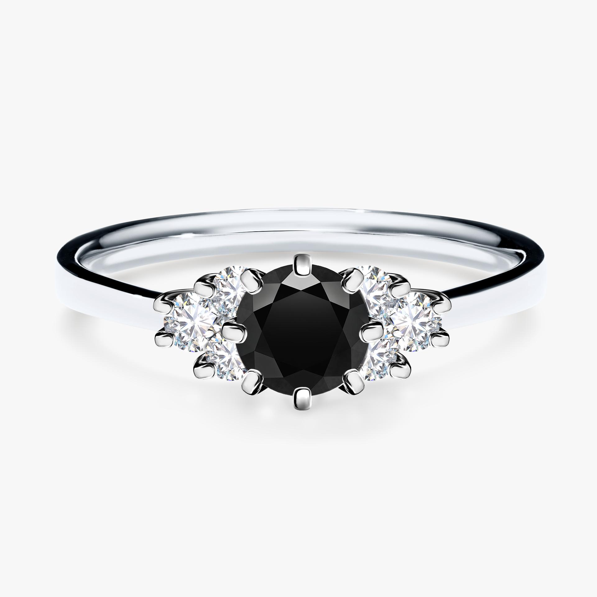 Pierscionek zareczynowy z diamentem czarnym 068 CT z bialego zlota my lilly 01