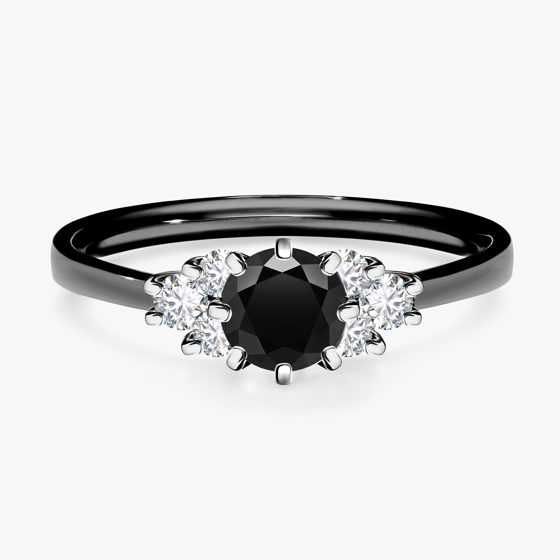 Pierscionek zareczynowy z diamentem czarnym 068 CT z czarnego zlota my lilly 01