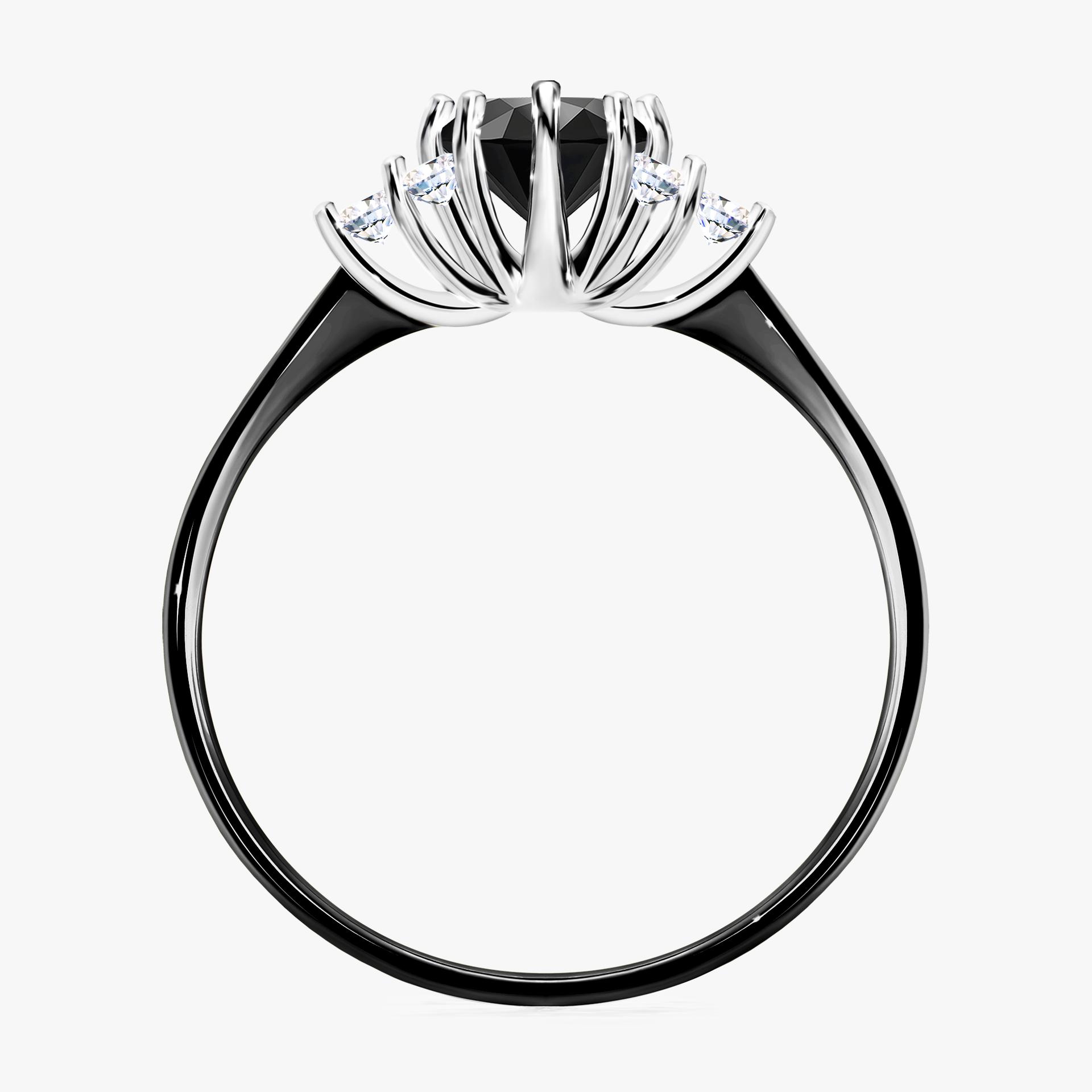 Pierscionek zareczynowy z diamentem czarnym 068 CT z czarnego zlota my lilly 02