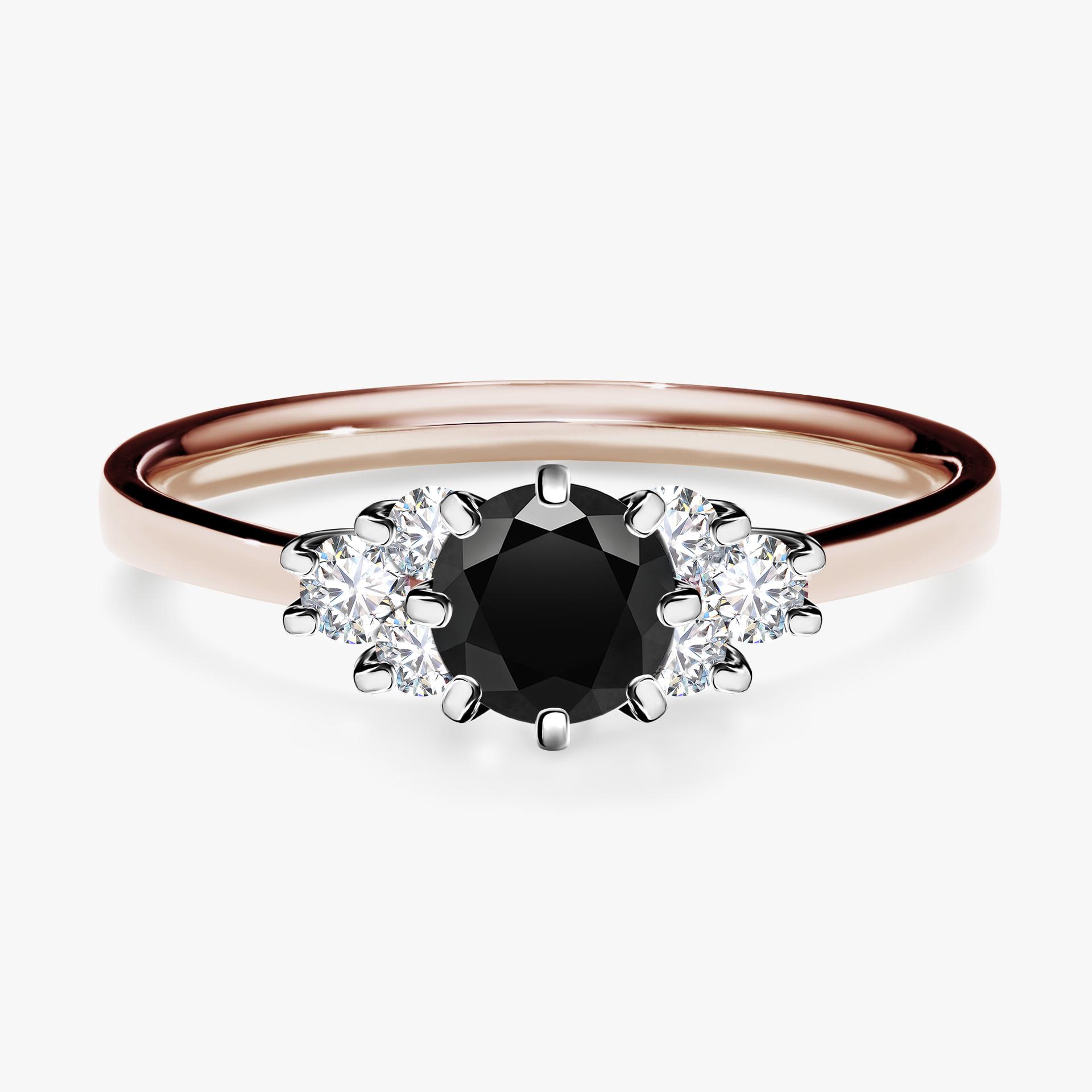 Pierscionek zareczynowy z diamentem czarnym 068 CT z rozowego zlota my lilly 01