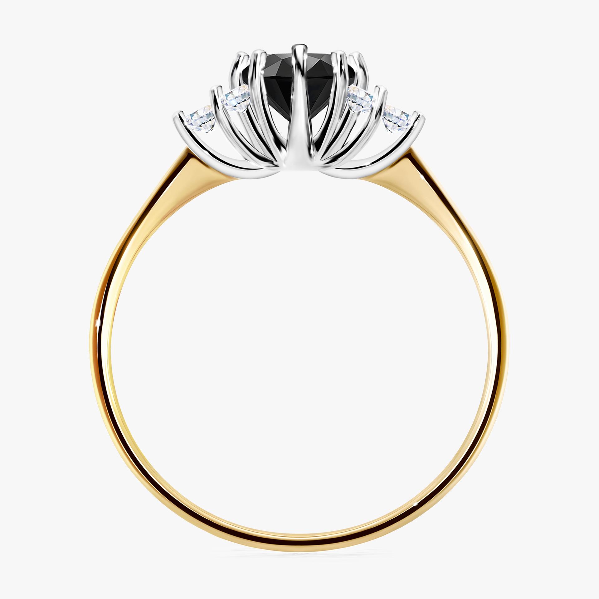 Pierscionek zareczynowy z diamentem czarnym 068 CT z zoltego zlota my lilly 02