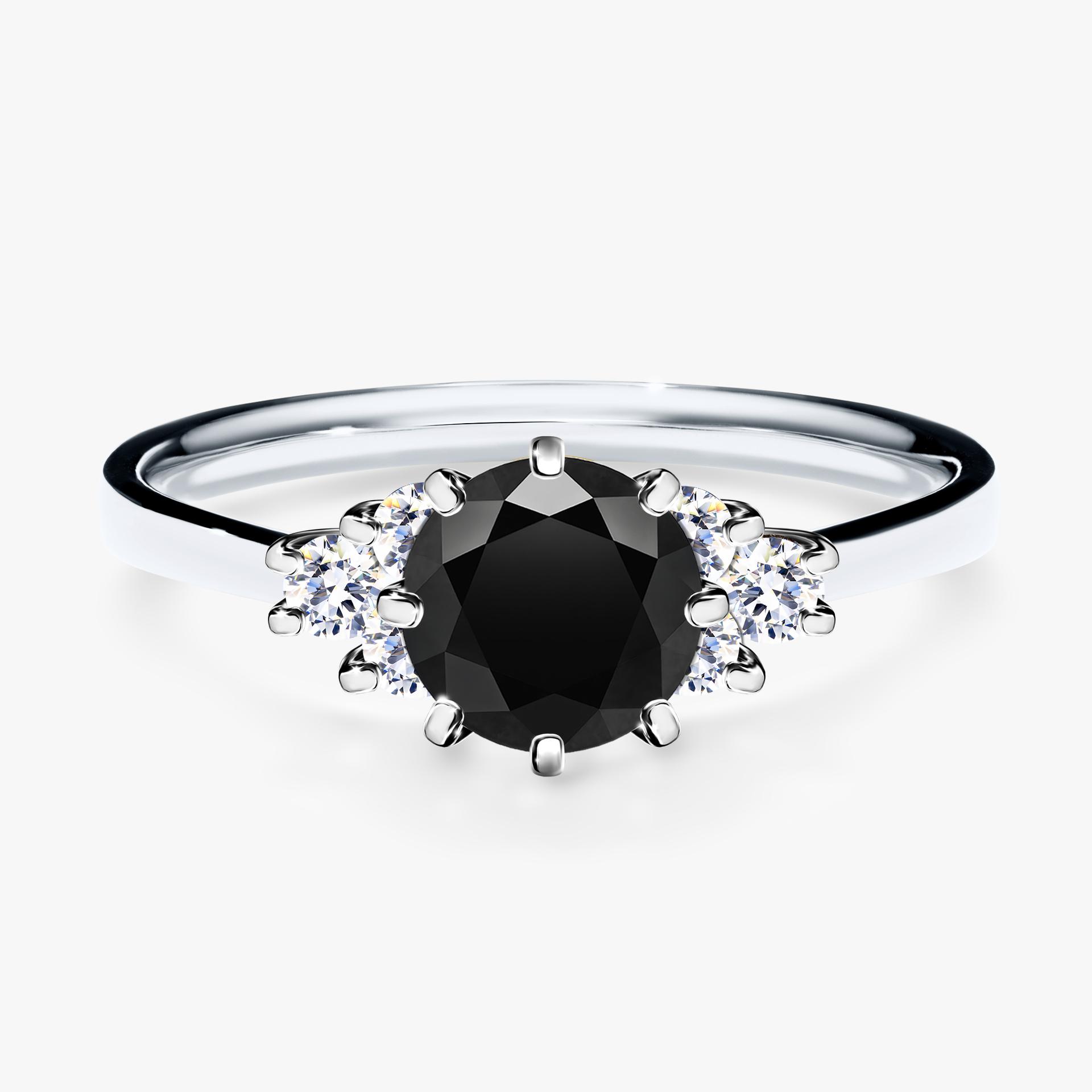 Pierscionek zareczynowy z diamentem czarnym 098 CT z bialego zlota my lilly 01