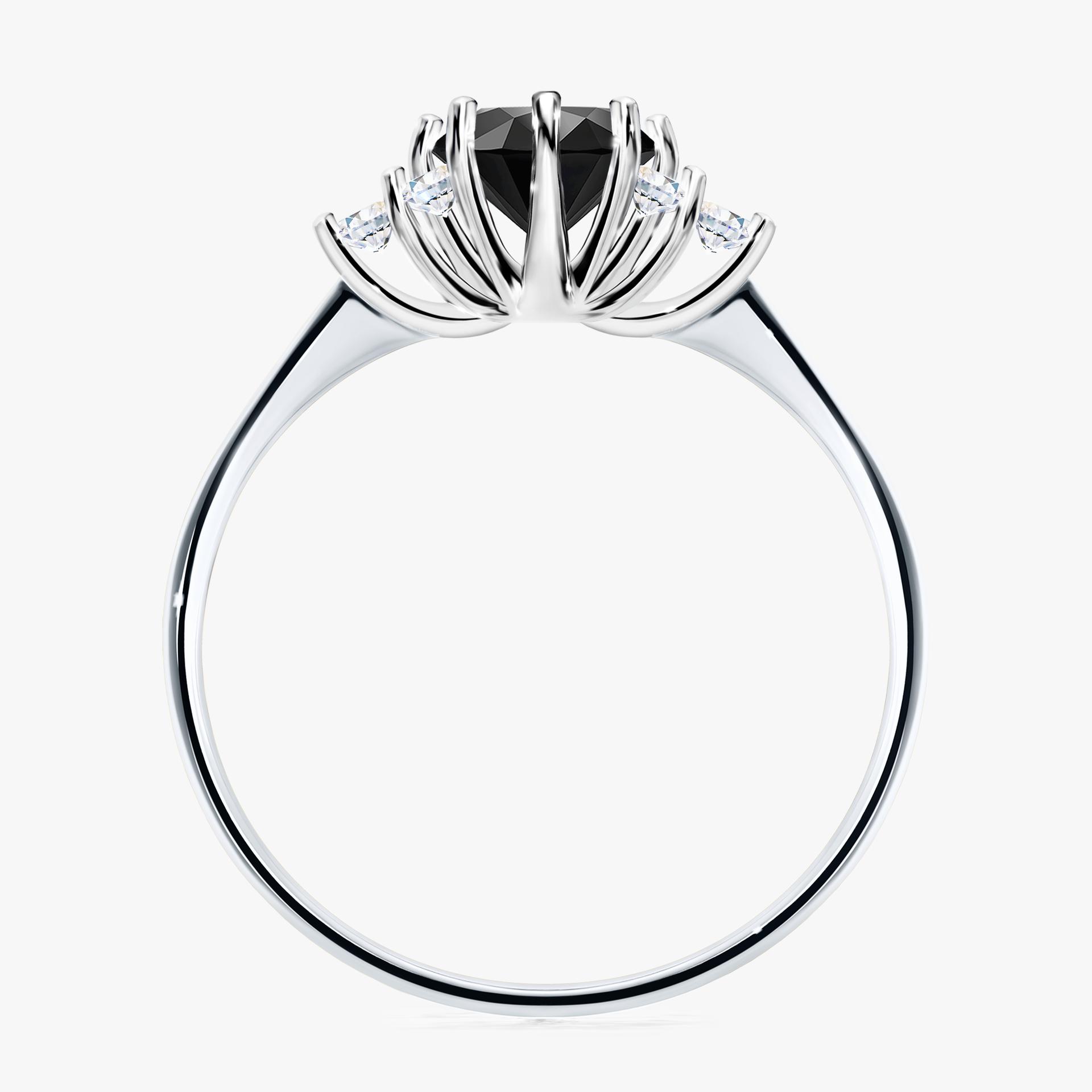 Pierscionek zareczynowy z diamentem czarnym 098 CT z bialego zlota my lilly 02