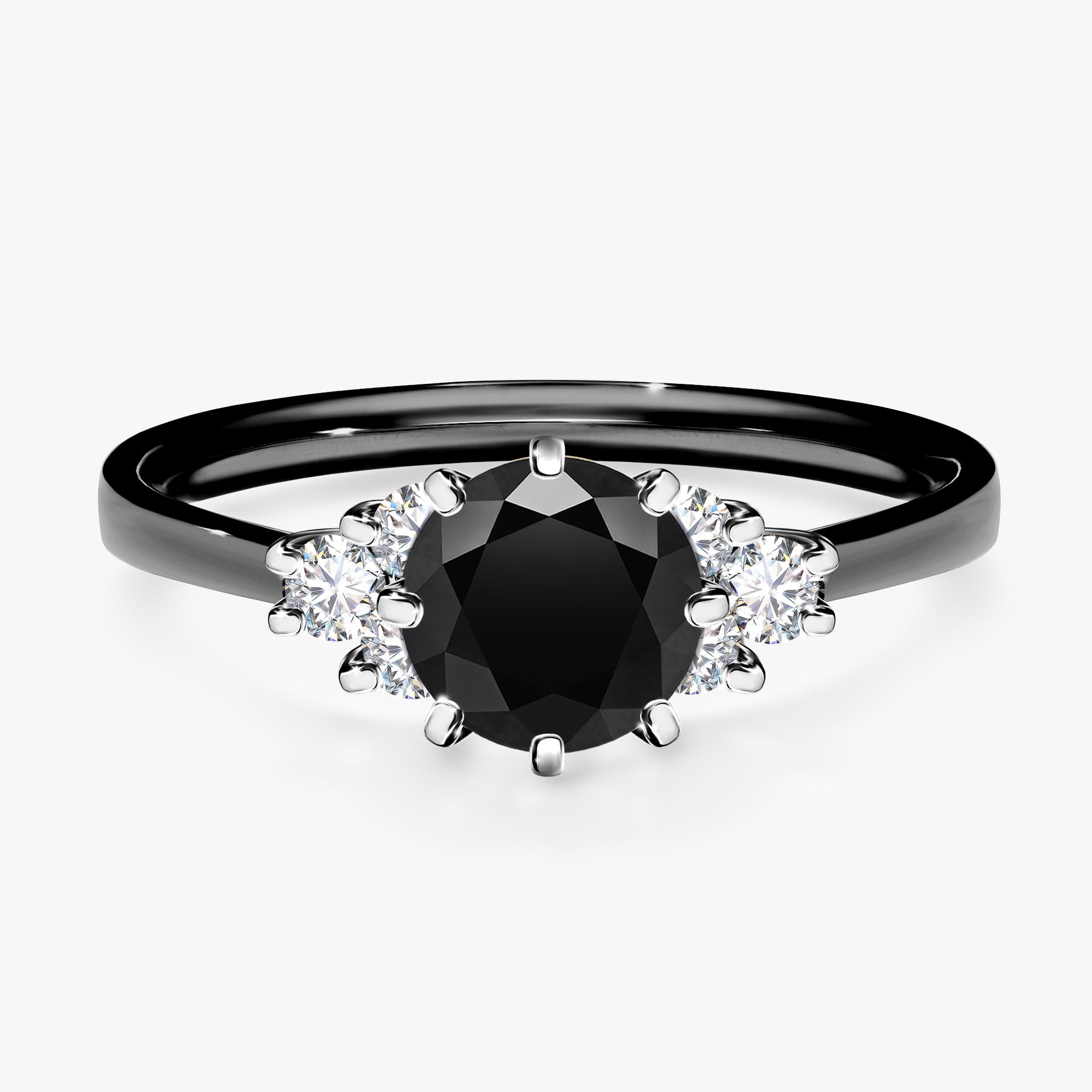 Pierscionek zareczynowy z diamentem czarnym 098 CT z czarnego zlota my lilly 01