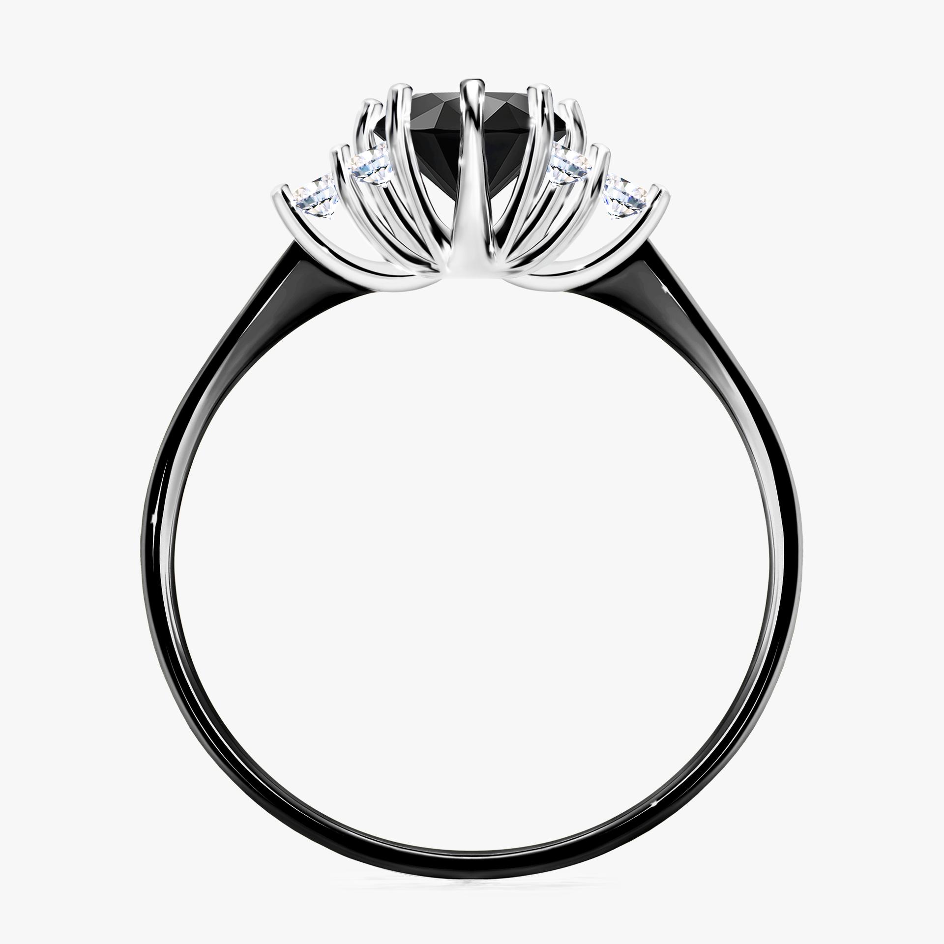 Pierscionek zareczynowy z diamentem czarnym 098 CT z czarnego zlota my lilly 02