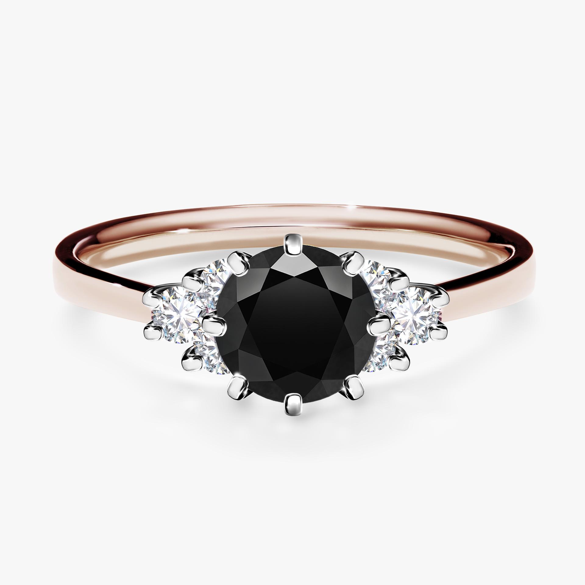 Pierscionek zareczynowy z diamentem czarnym 098 CT z rozowego zlota my lilly 01