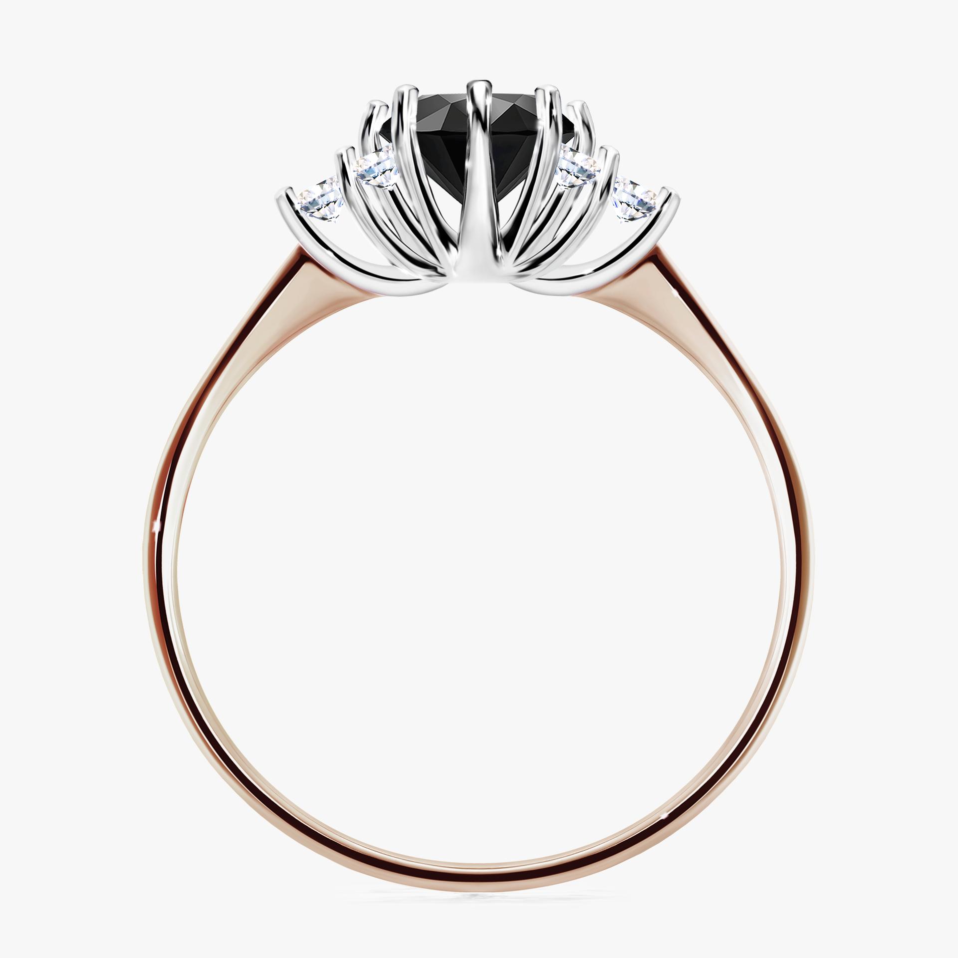 Pierscionek zareczynowy z diamentem czarnym 098 CT z rozowego zlota my lilly 02