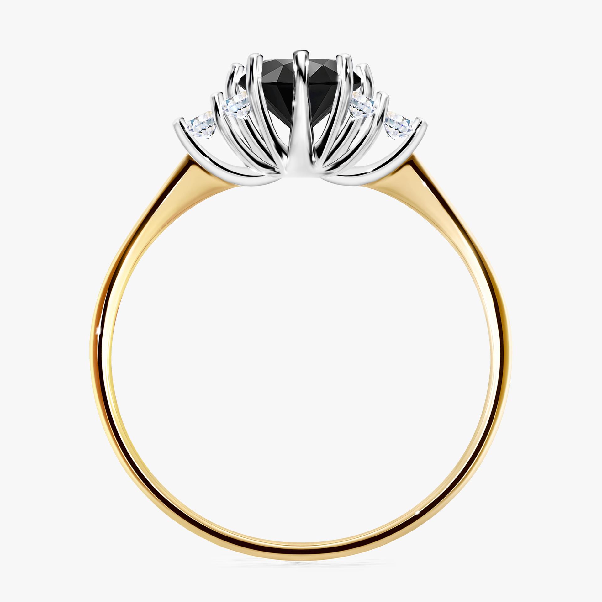 Pierscionek zareczynowy z diamentem czarnym 098 CT z zoltego zlota my lilly 02