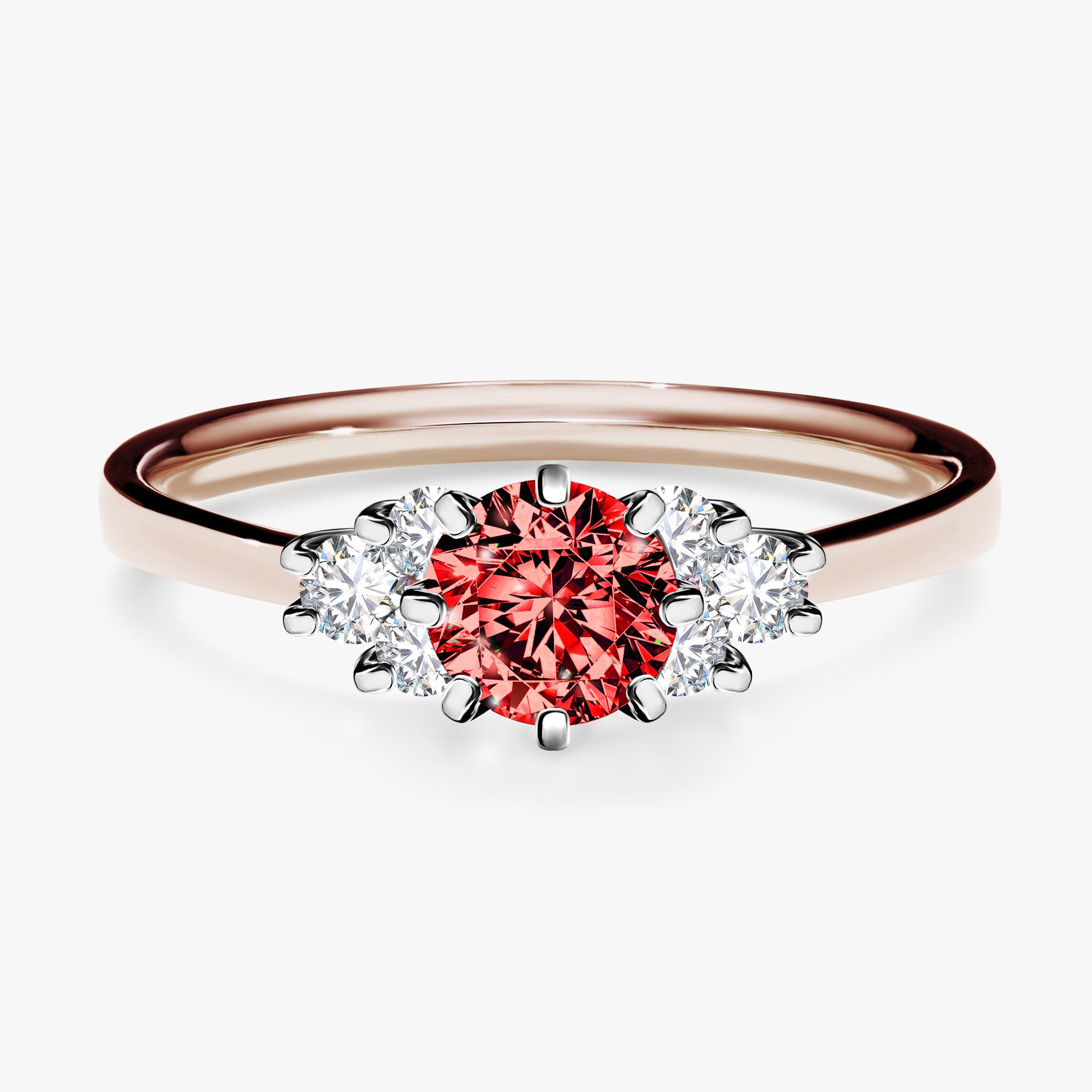 Pierścionek zaręczynowy My Lilly z różowego złota z czerwonym diamentem 0,68ct