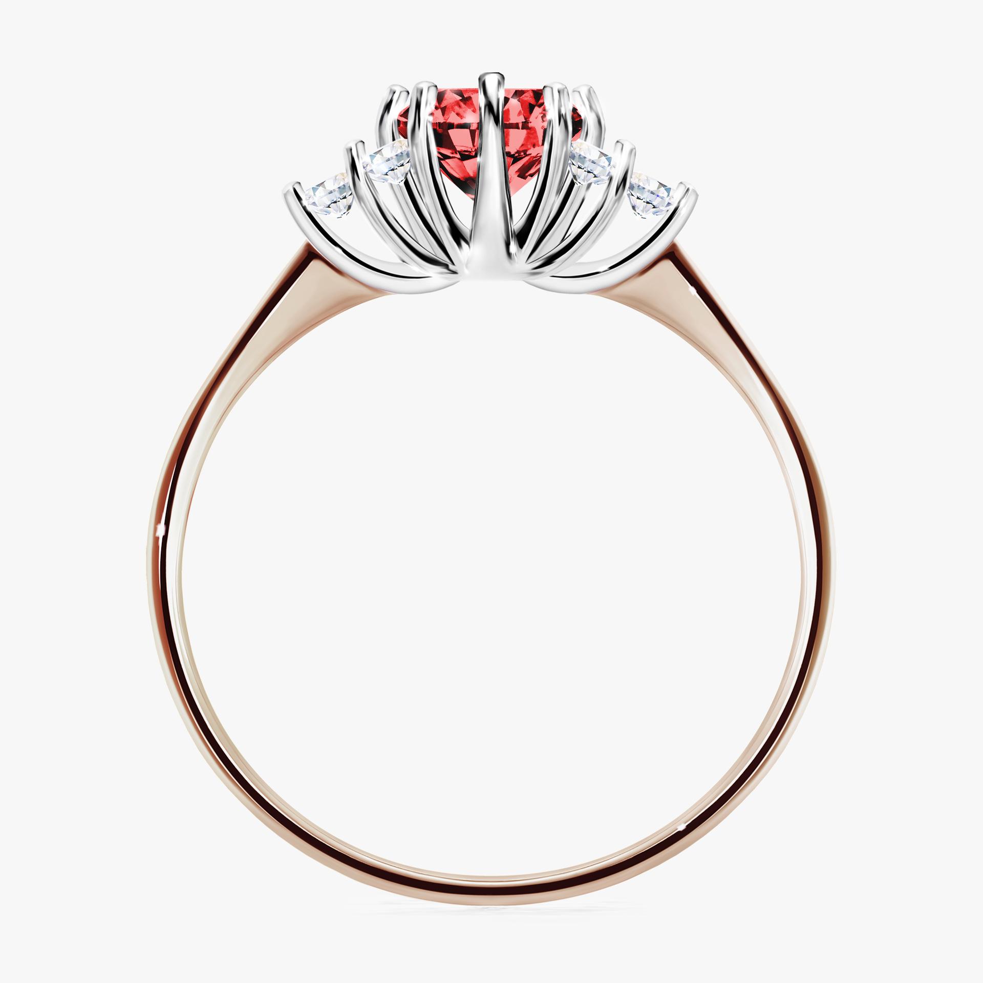 Pierścionek zaręczynowy My Lilly z różowego złota z czerwonym diamentem 0,68ct