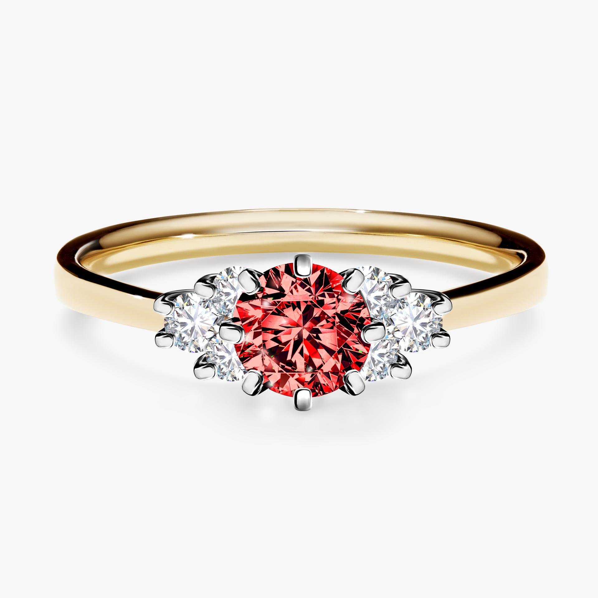 Pierscionek zareczynowy z diamentem czerwony 068 CT z zoltego zlota my lilly 01