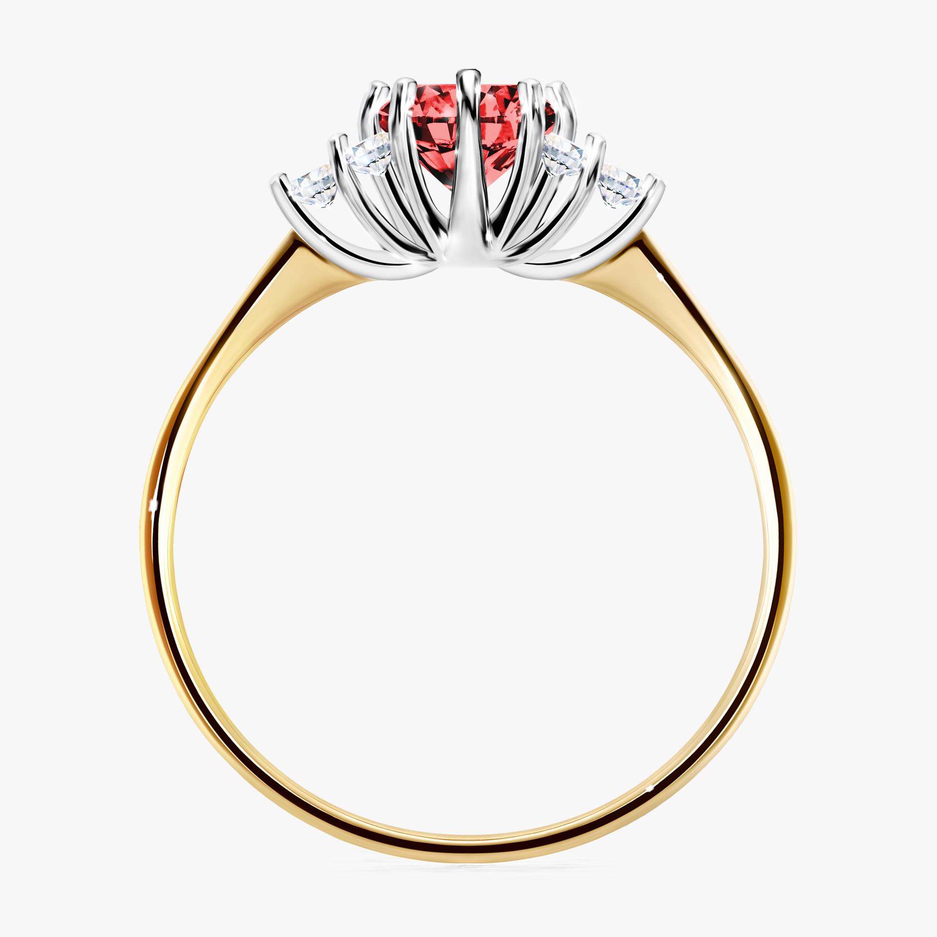 Pierscionek zareczynowy z diamentem czerwony 068 CT z zoltego zlota my lilly 02