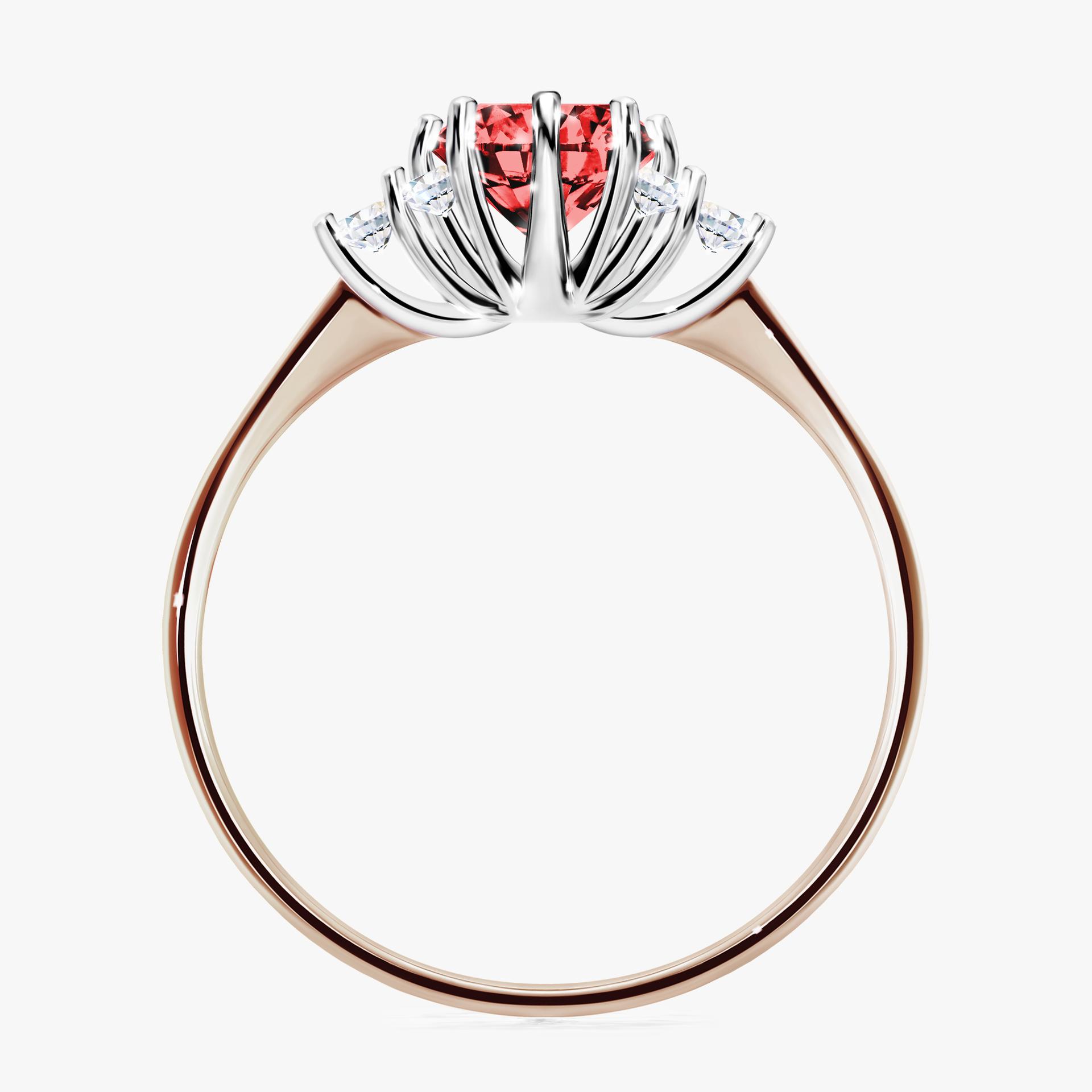 Pierścionek zaręczynowy My Lilly z różowego złota z czerwonym diamentem 0,98ct