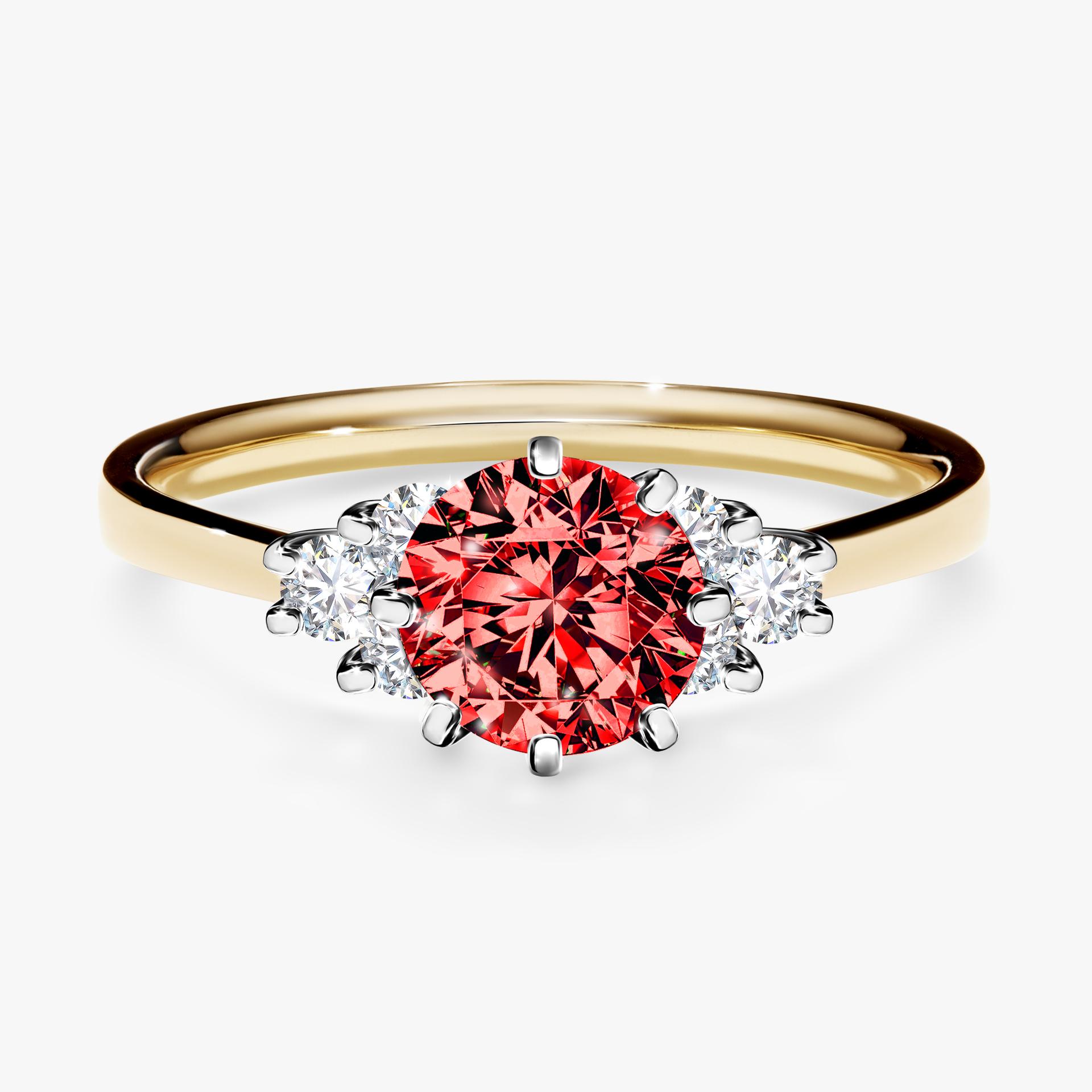 Pierscionek zareczynowy z diamentem czerwony 098 CT z zoltego zlota my lilly 01