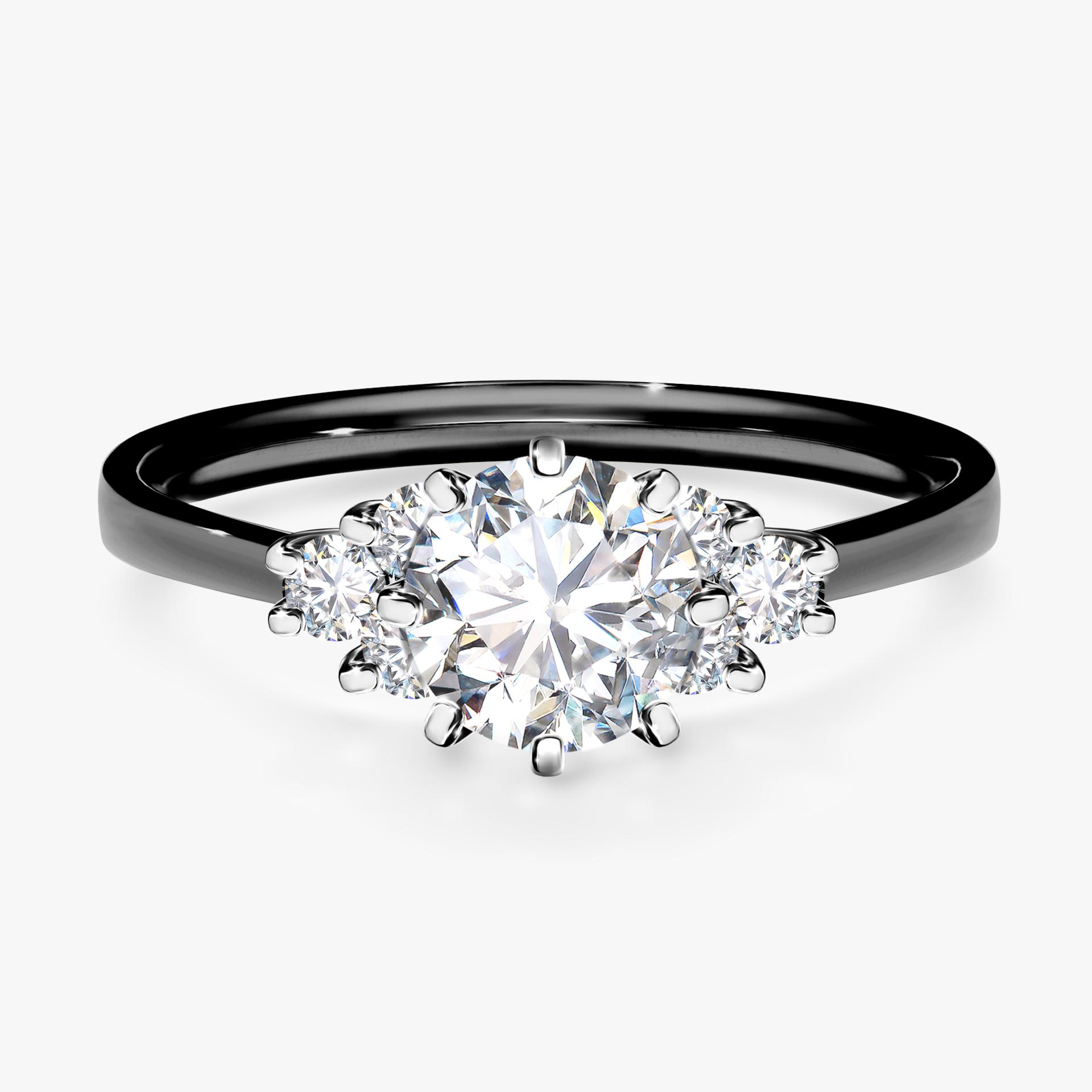 Pierscionek zareczynowy z diamentem laboratoryjnym 098 CT z czarnego zlota my lilly 01