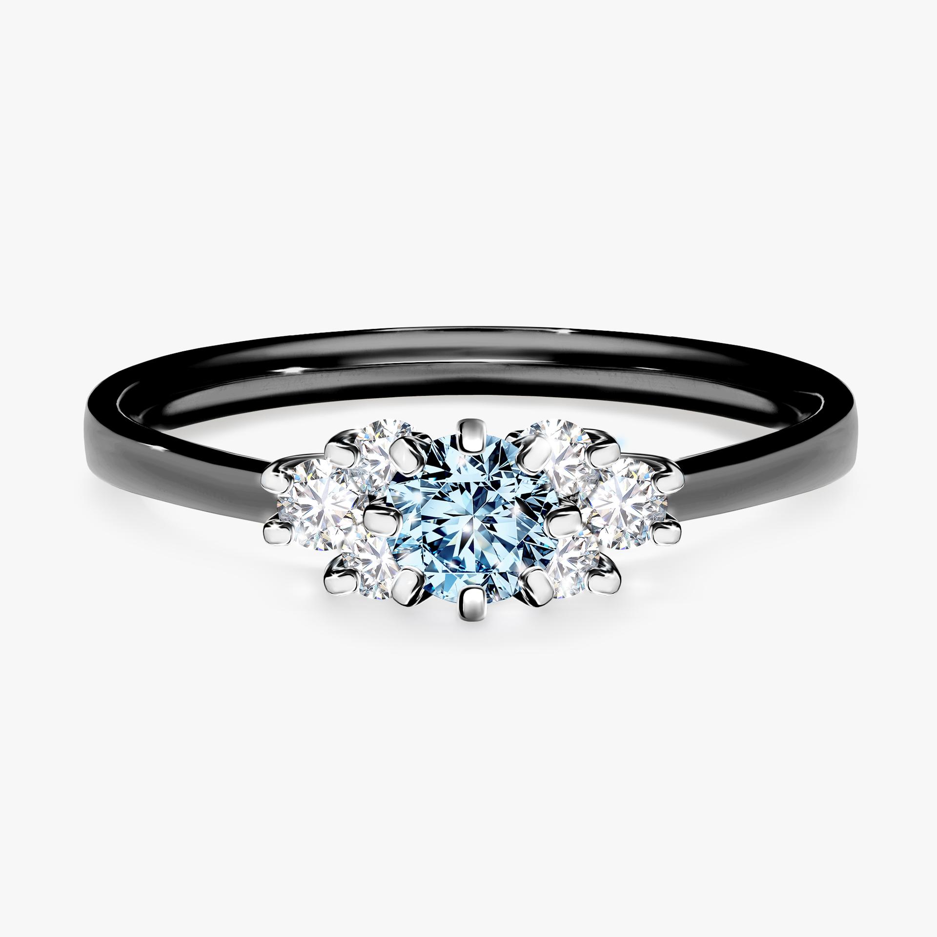 Pierscionek zareczynowy z diamentem niebieski 043 CT z czarnego zlota my lilly 01