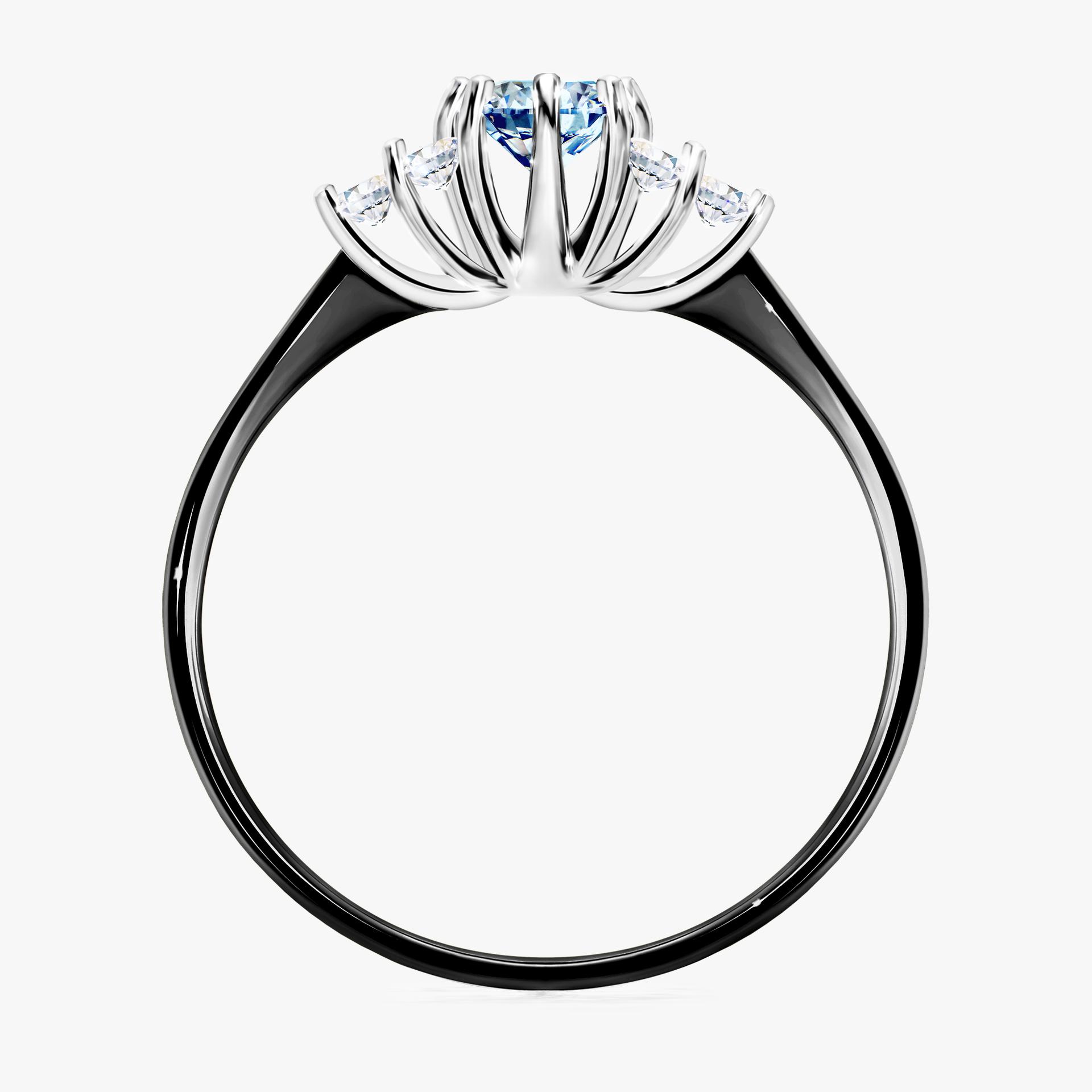Pierscionek zareczynowy z diamentem niebieski 043 CT z czarnego zlota my lilly 02