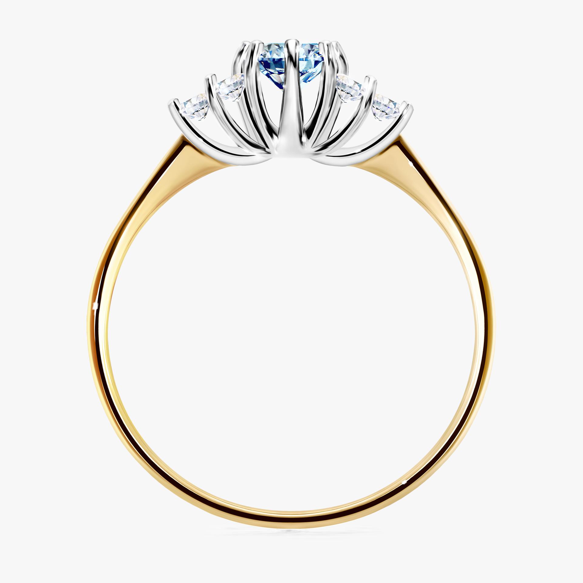 Pierscionek zareczynowy z diamentem niebieski 043 CT z zoltego zlota my lilly 02