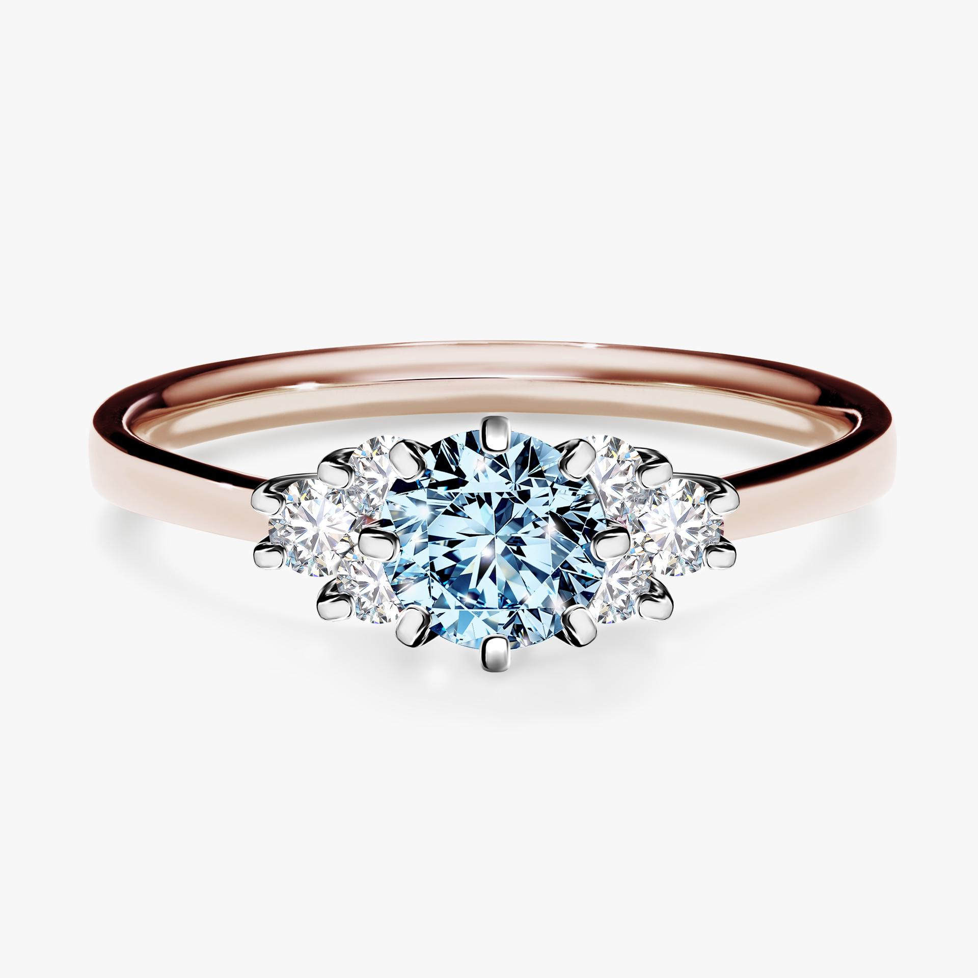 Pierścionek zaręczynowy My Lilly z różowego złota z niebieskim diamentem 0,68ct