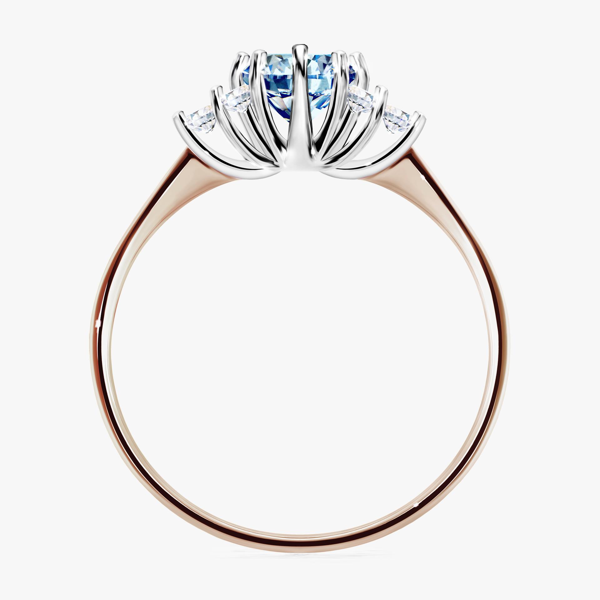 Pierścionek zaręczynowy My Lilly z różowego złota z niebieskim diamentem 0,68ct