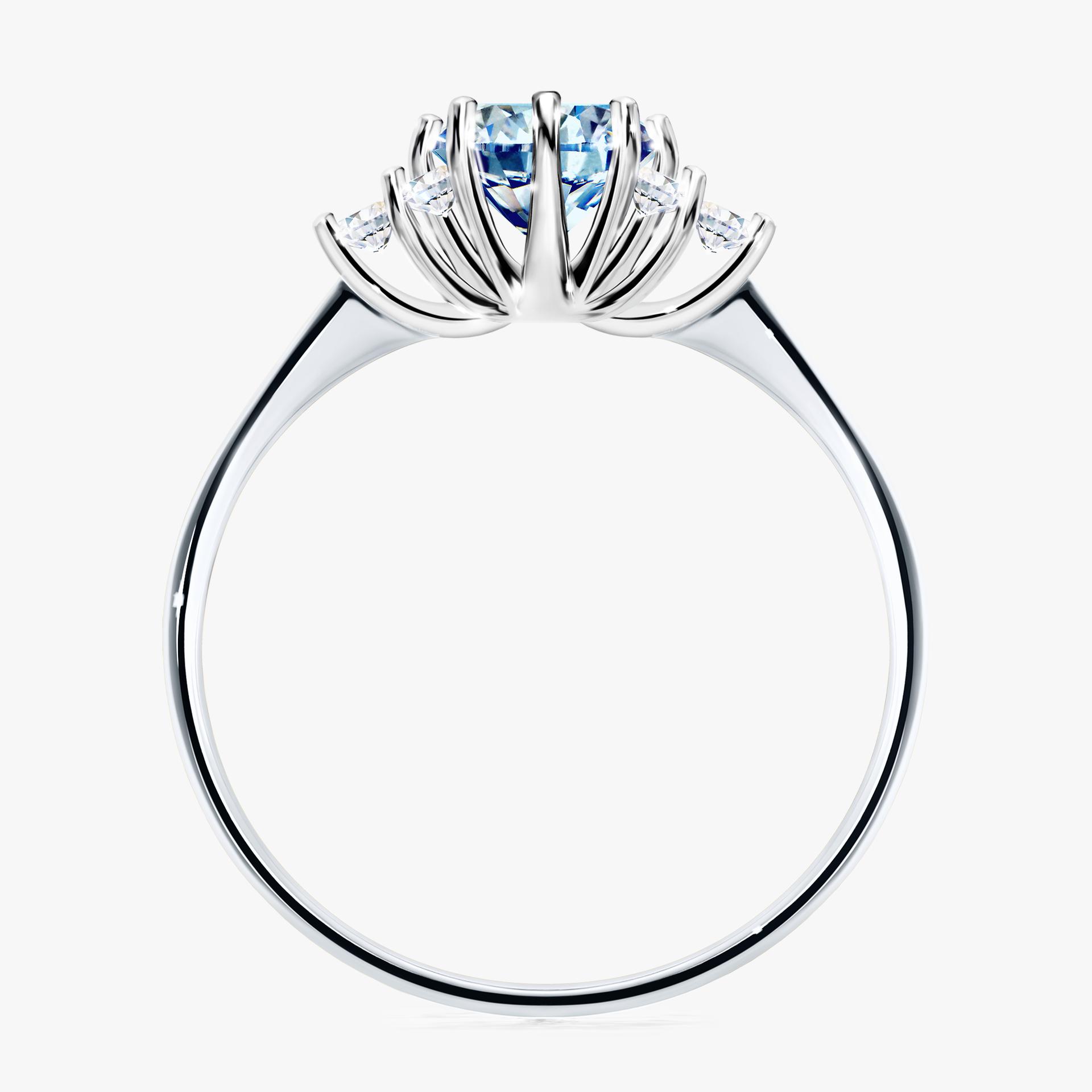 Pierscionek zareczynowy z diamentem niebieski 098 CT z bialego zlota my lilly 02