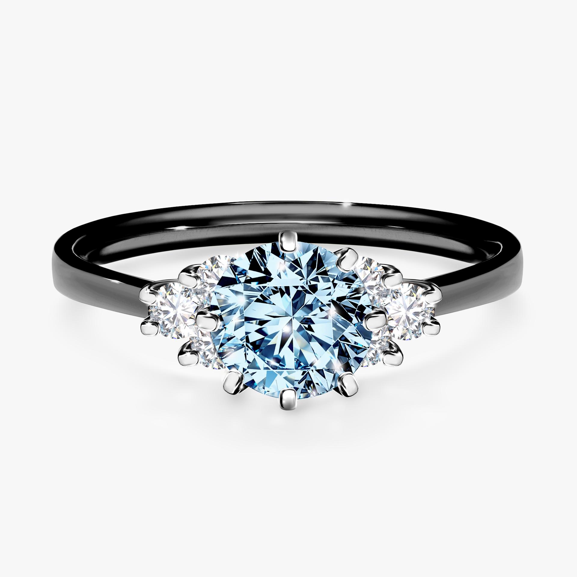 Pierscionek zareczynowy z diamentem niebieski 098 CT z czarnego zlota my lilly 01