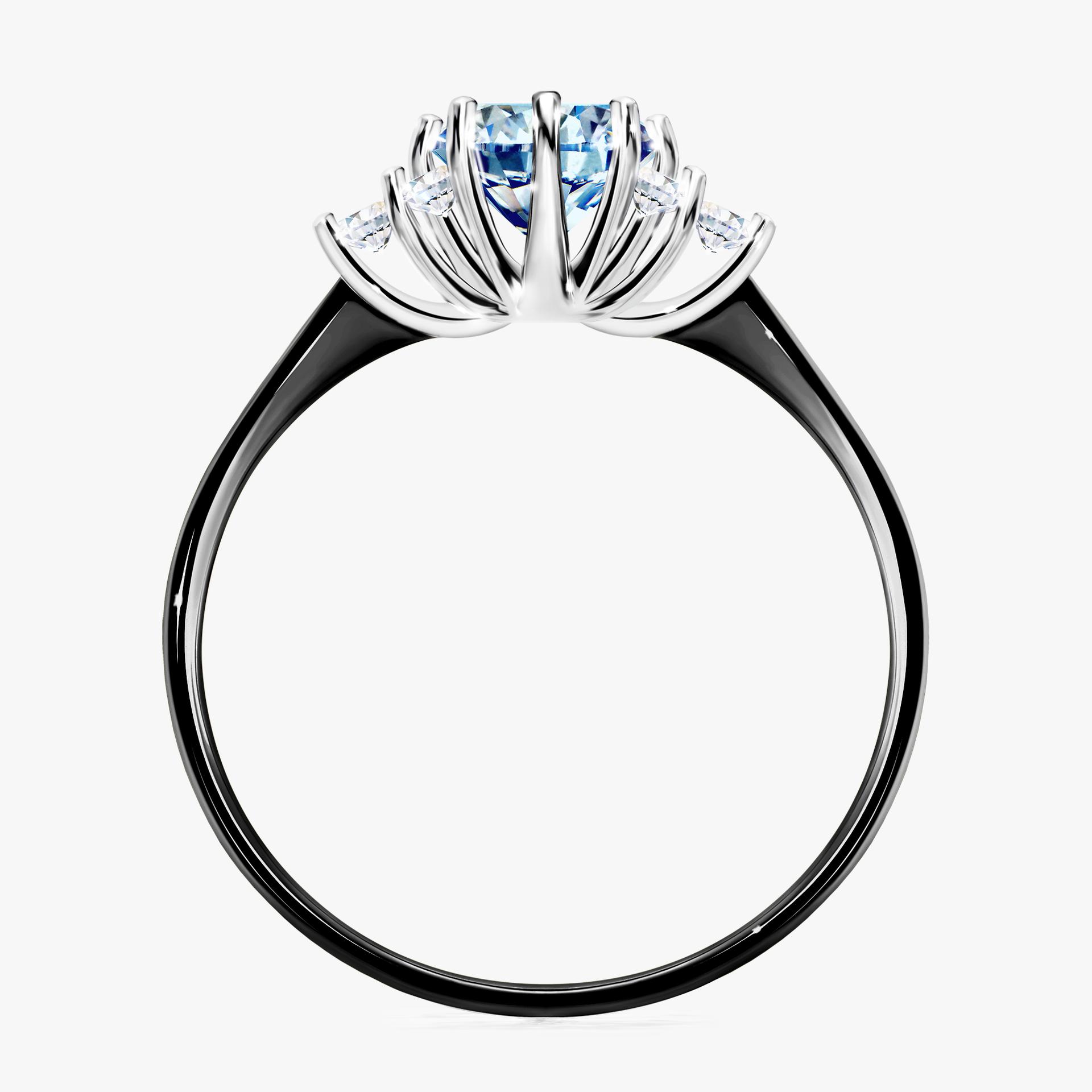 Pierscionek zareczynowy z diamentem niebieski 098 CT z czarnego zlota my lilly 02