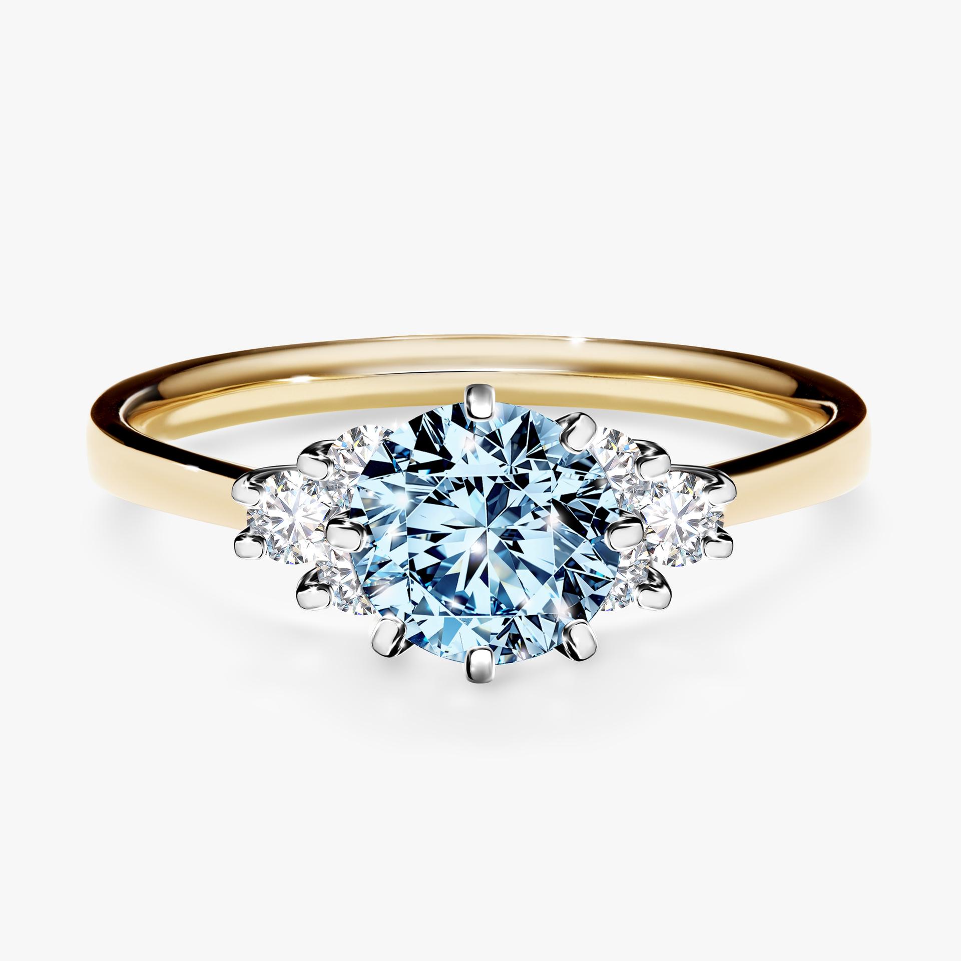 Pierscionek zareczynowy z diamentem niebieski 098 CT z zoltego zlota my lilly 01